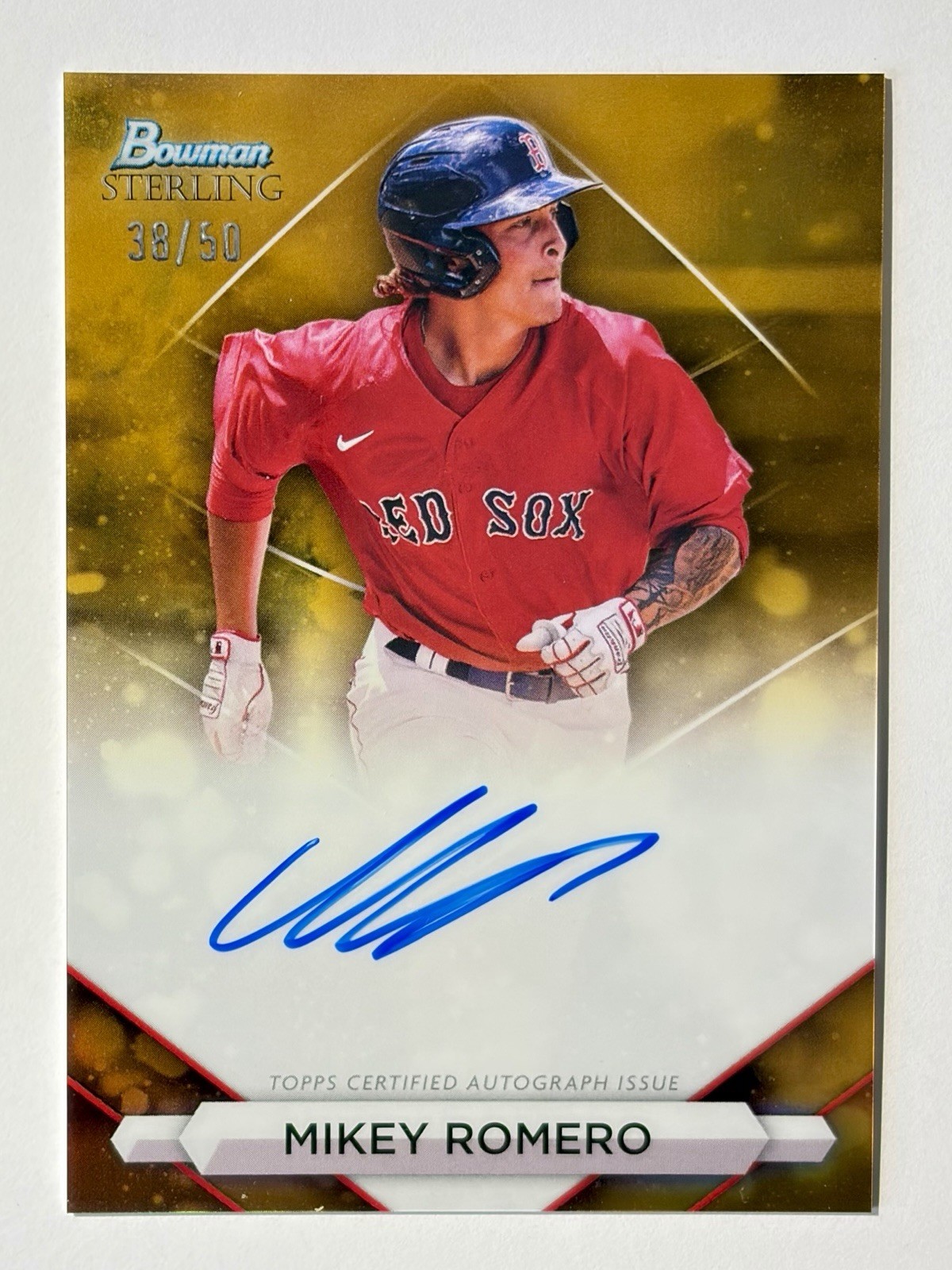 2023 Bowman Sterling Mikey Romero Gold Refractor Auto /50 Red Sox BSP-62
