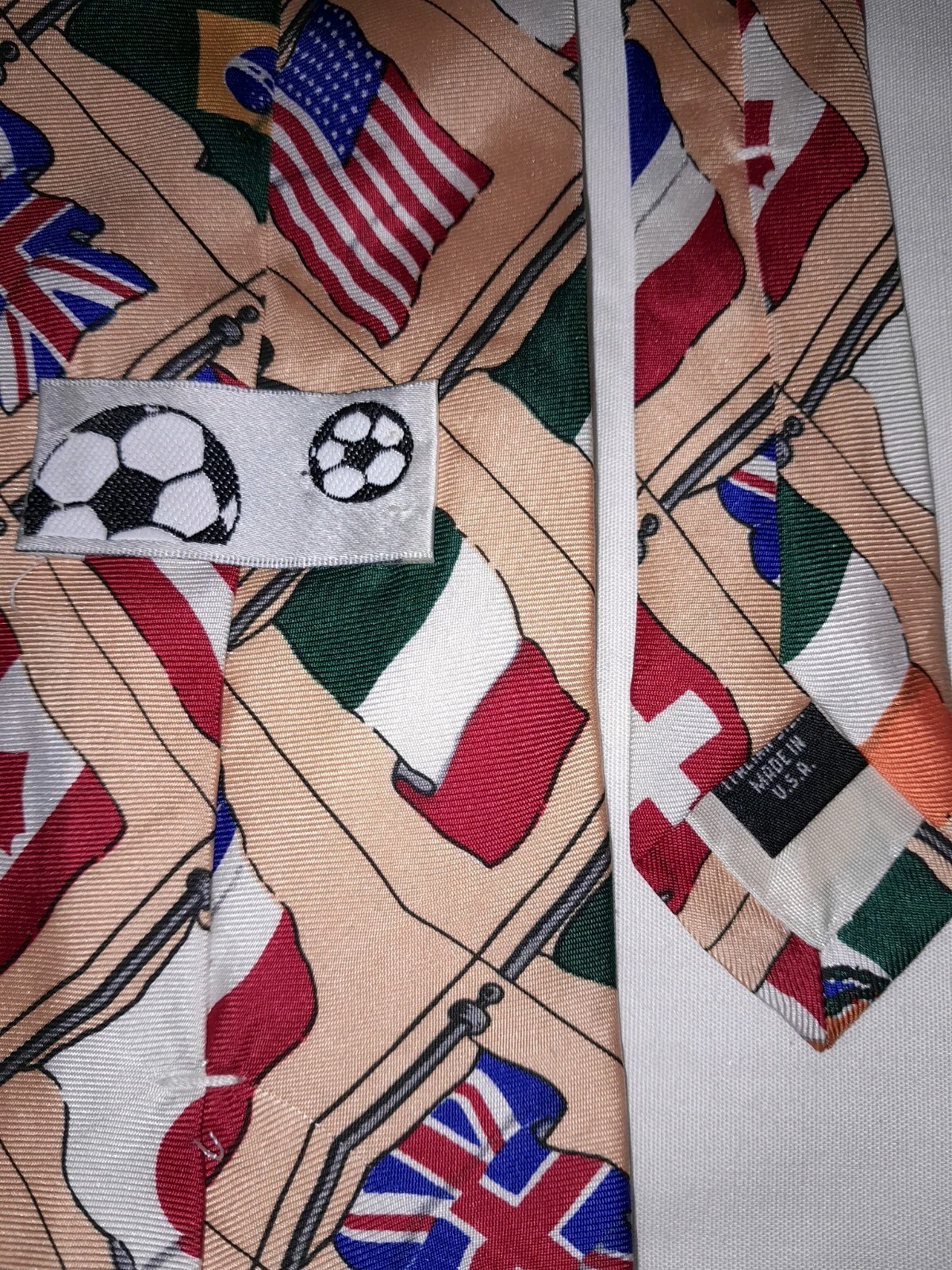 International Flags Necktie Spain England France Belgium Brazil USA Soccer Tie