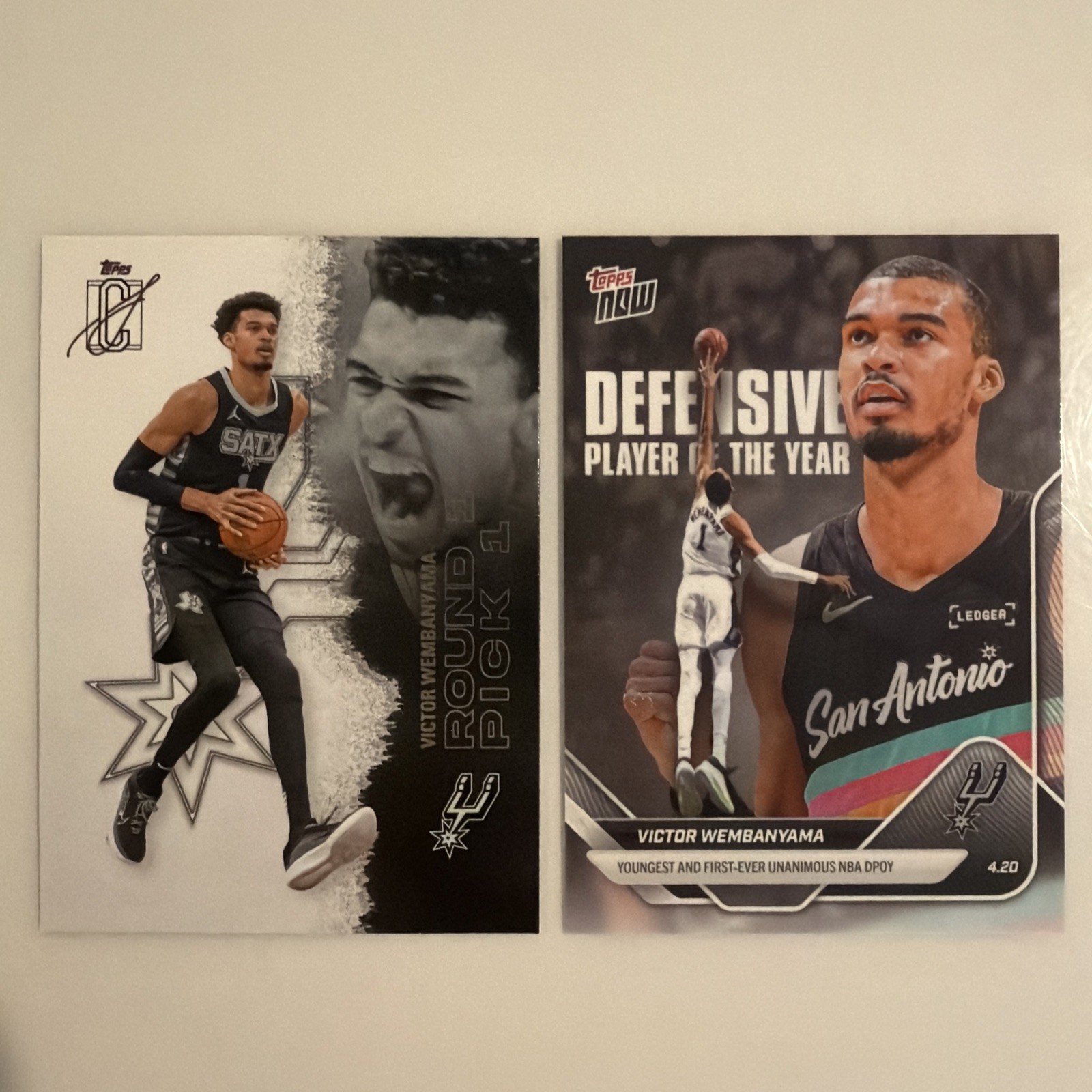 Topps Now 2025 Victor Wembanyama Spurs Round Pick 1 Lot of 2 Player Of The Year