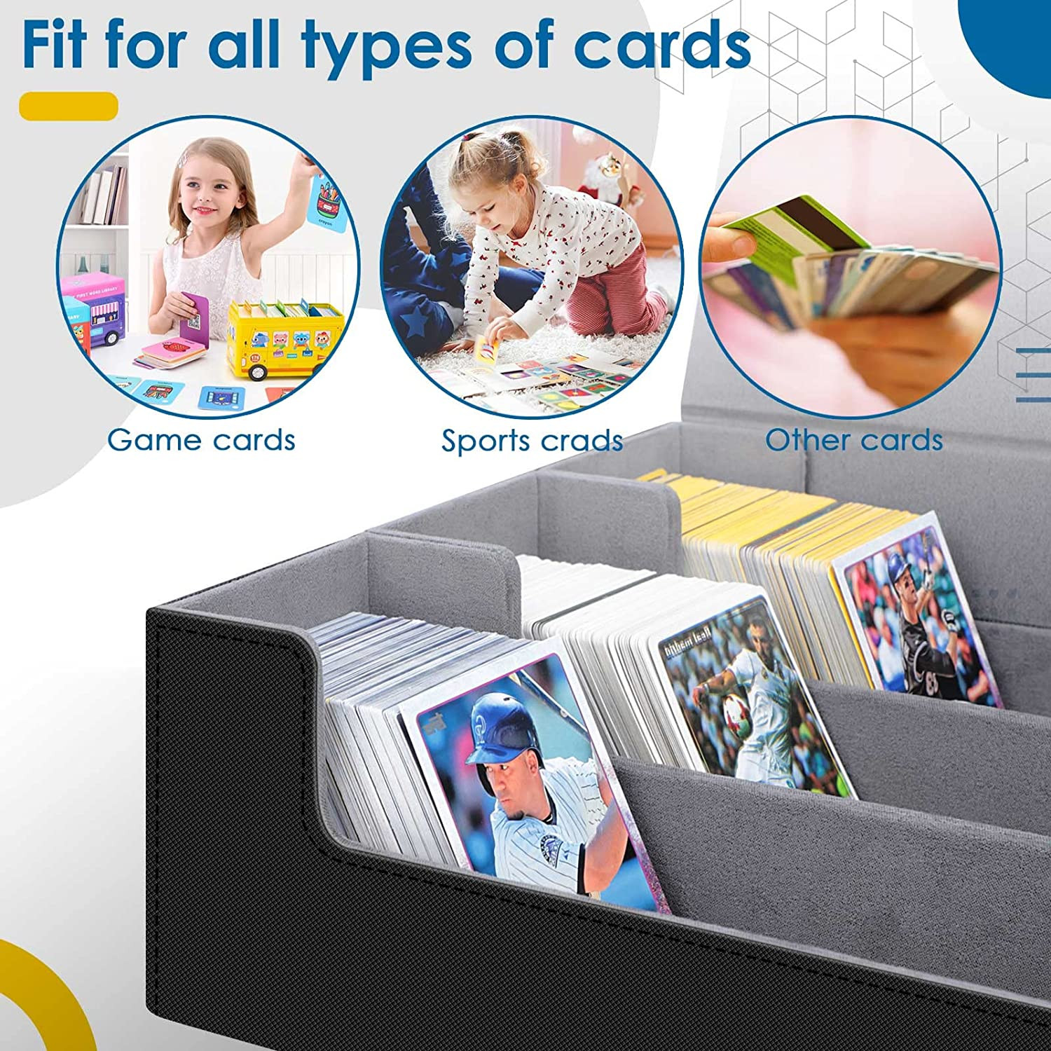 3-Row 1800+ Storage Box Baseball Basketball Trading Sport Cards Holder Deck Case
