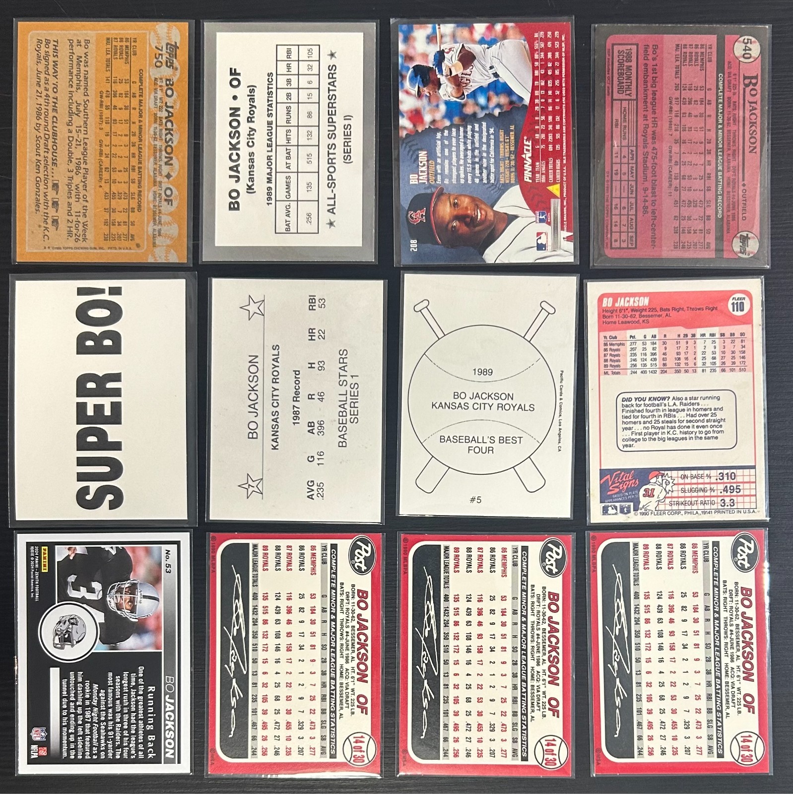 Bo Jackson 12‑Card Lot • 80s/90s/Modern • Oddballs + Football + Inserts
