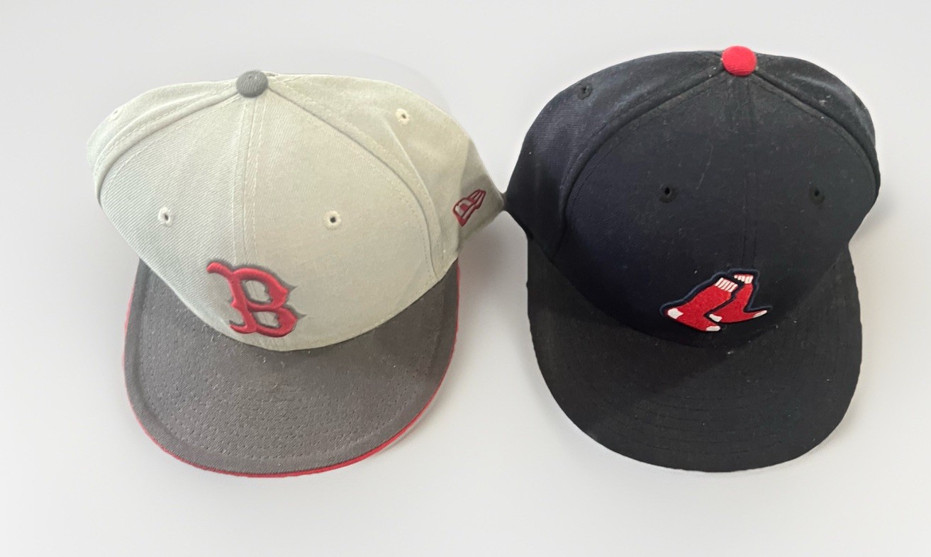 Boston Red Sox New Era 59FIFTY Fitted Hat MLB Cap Size 7 1/4 Lot Of 2