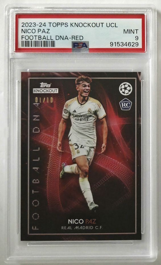 2023-24 Topps Knockout UCL Nico Paz /10 Rookie Football DNA Red PSA 9