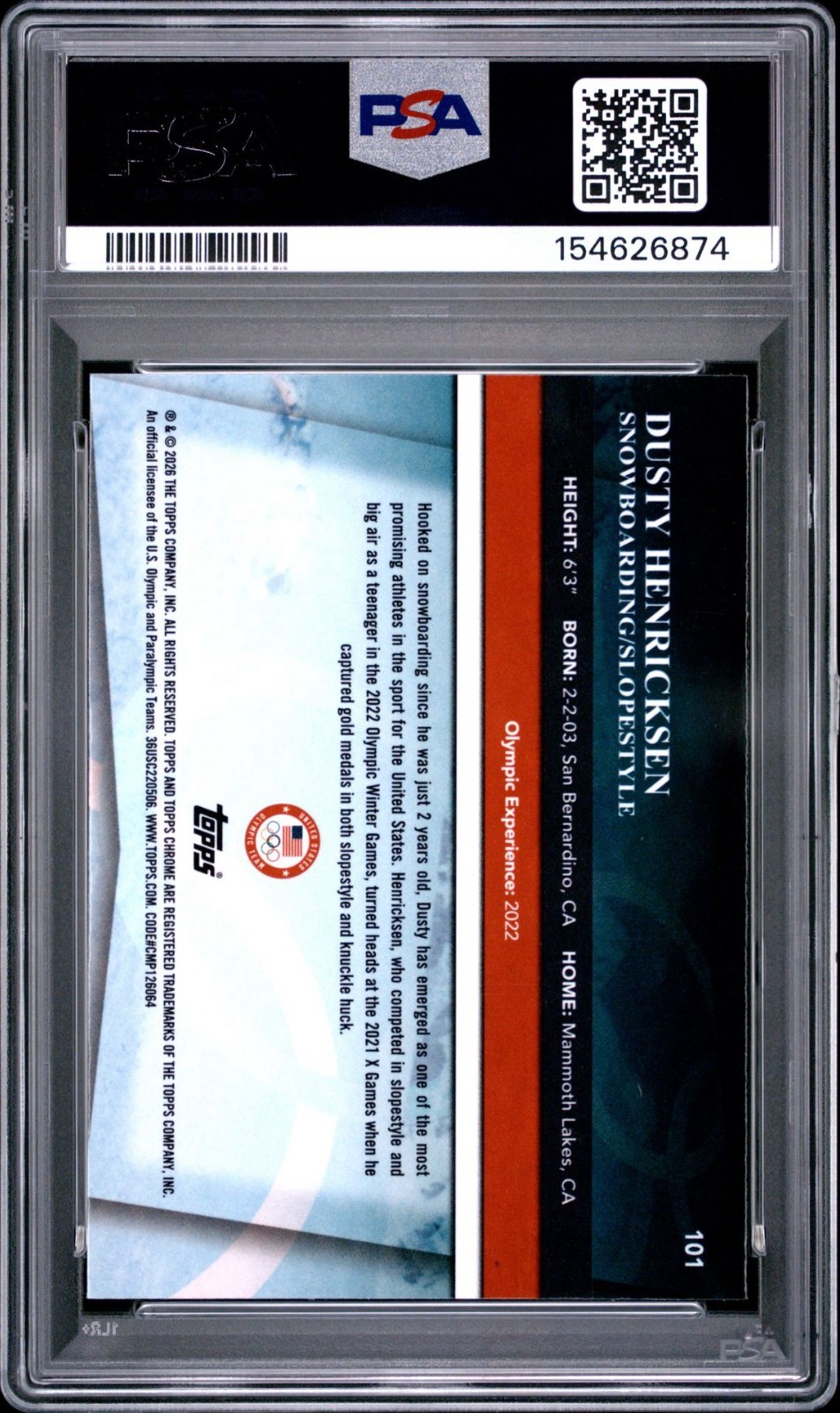 Dusty Henricksen PSA 10 Pop 1 2025 Topps Chrome USOP /75 Purple Refractor #101