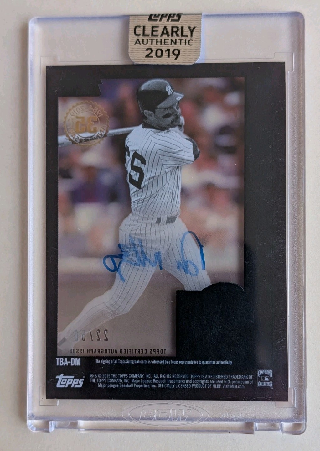 2019 Topps Clearly Authentic DON MATTINGLY auto #TBA-DM #22/50