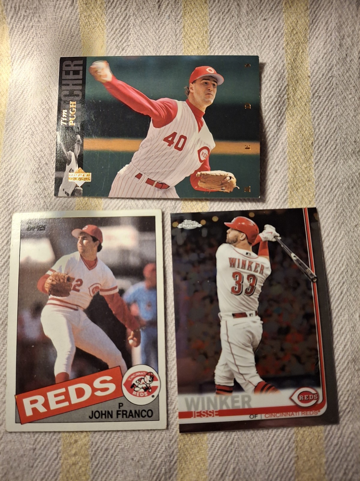 3 cincinnati reds trading cards mix JF 417/ WJ 61/ TP 481 (B11)
