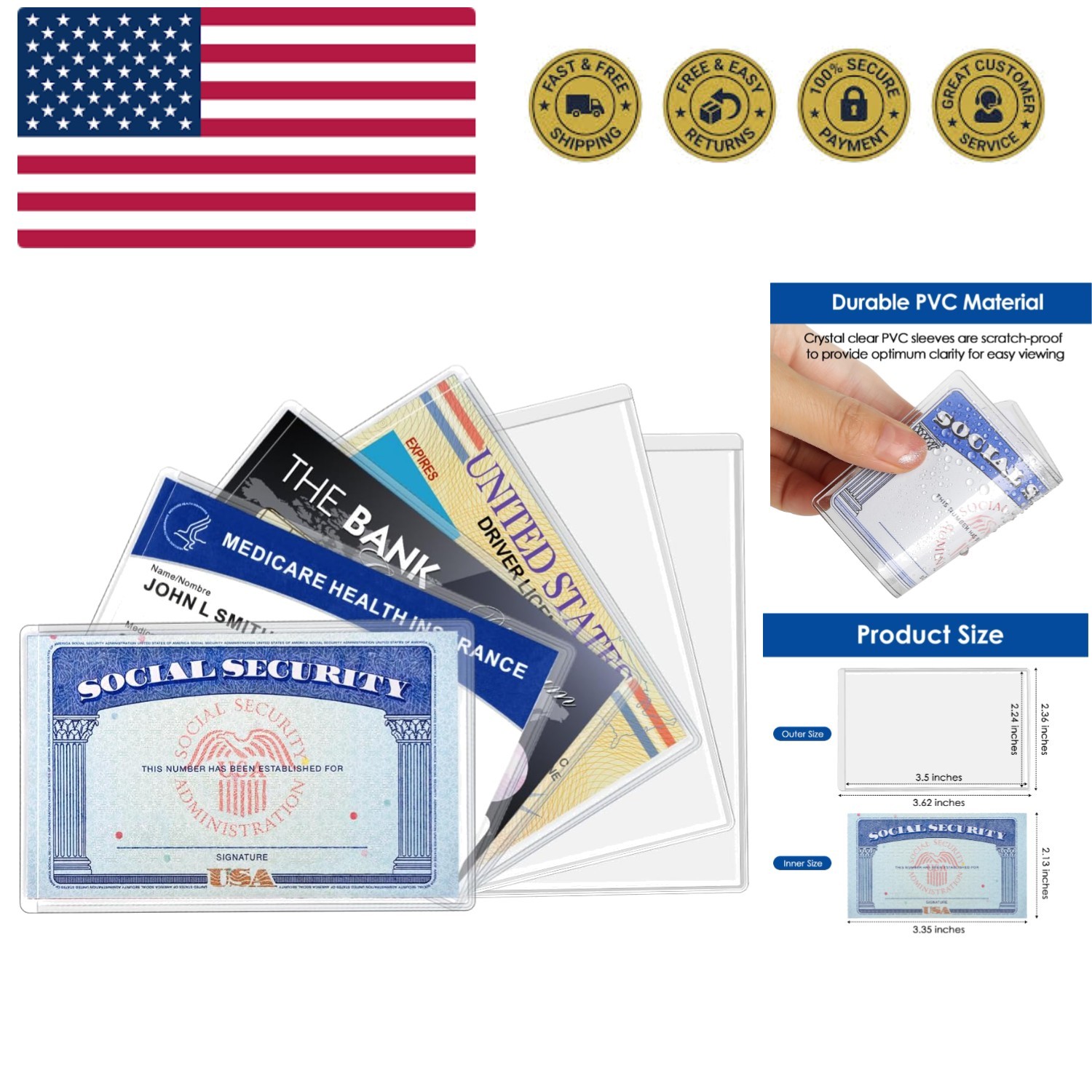 New Medicare Card Protector Sleeves, 12 Mil Clear PVC Water-Resistant Card Sl…