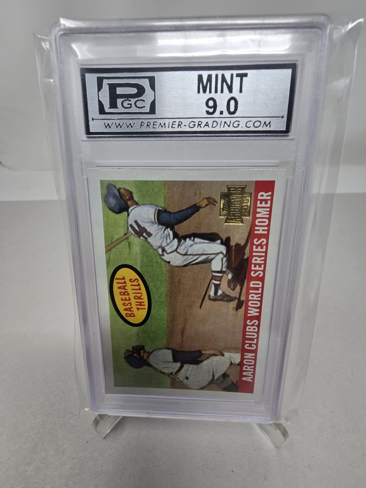 2001 Topps Archives #214 Aaron Clubs World Series HR reprint PGC 9 MINT