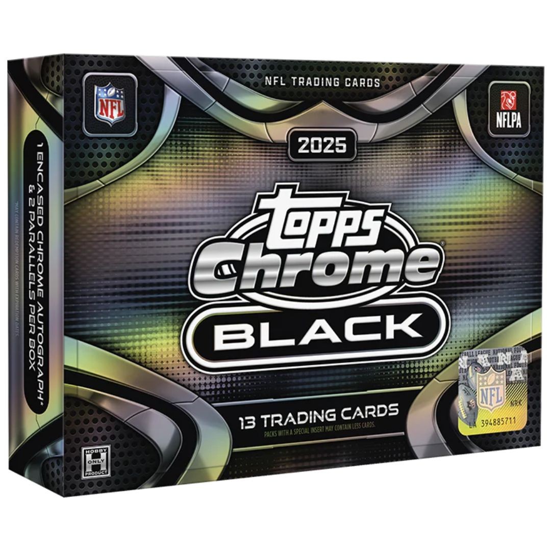 PYT #6425 – 12x 2025 Chrome Black Football Hobby Boxes (Full Case)