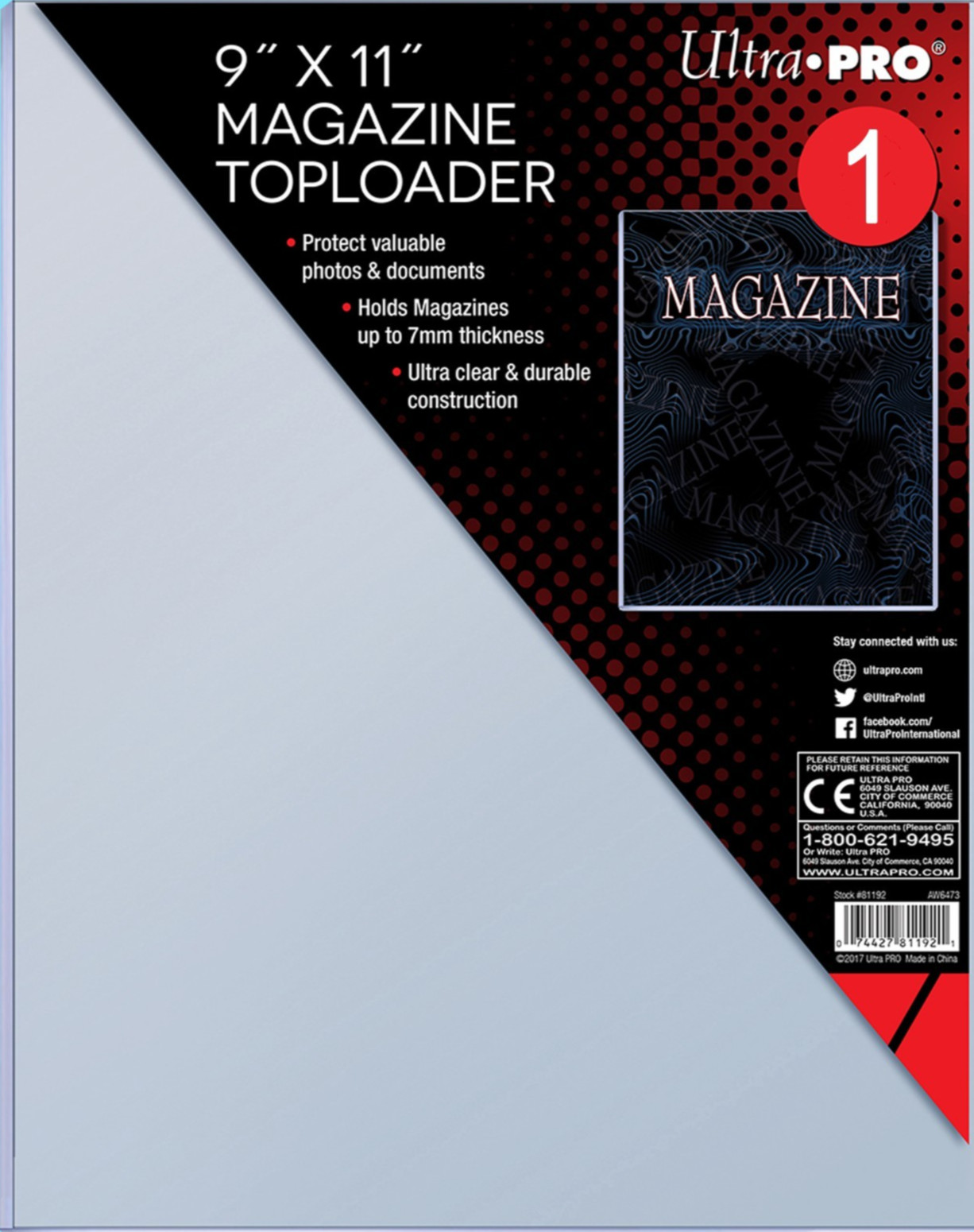 1 Ultra Pro 9×11 Thick Magazine Toploader Holder Storage New Protector Document