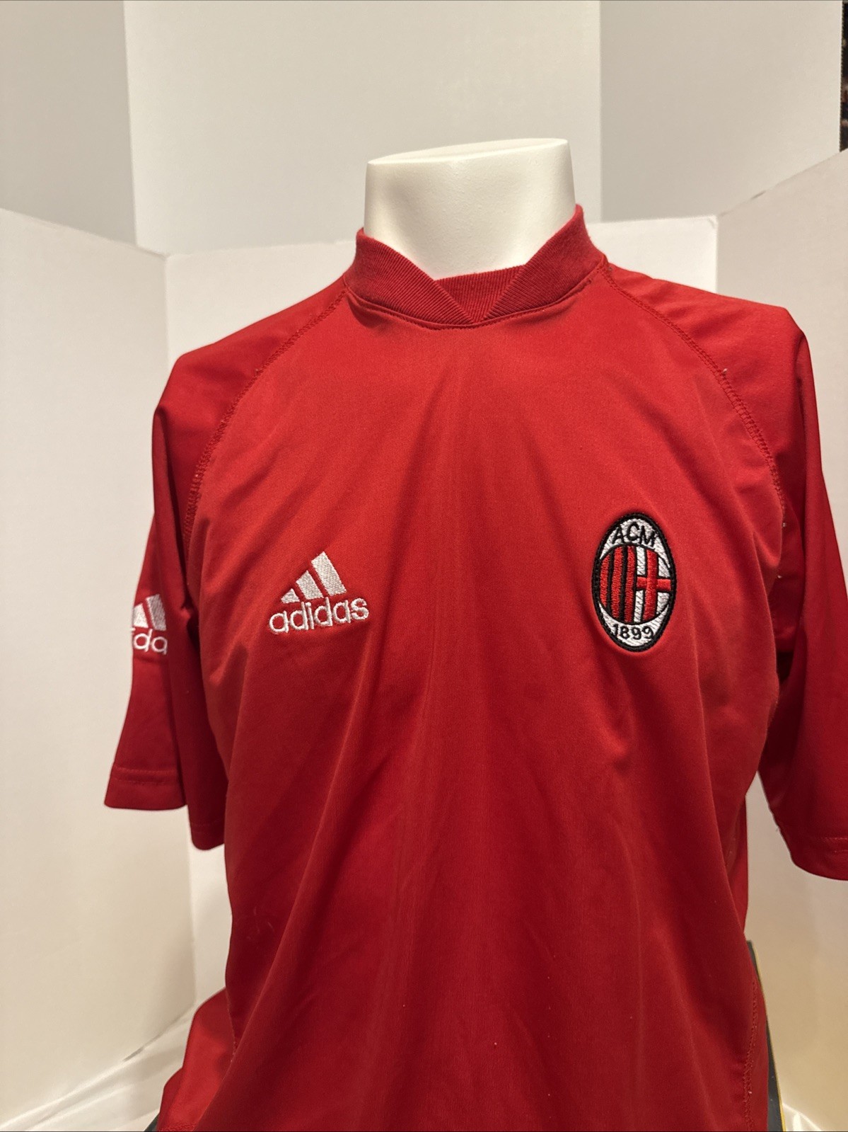 MEN ADIDAS AC MILAN 2009/2010 TRAINING SOCCER FOOTBALL SHIRT SIZE LARGE L ITALY