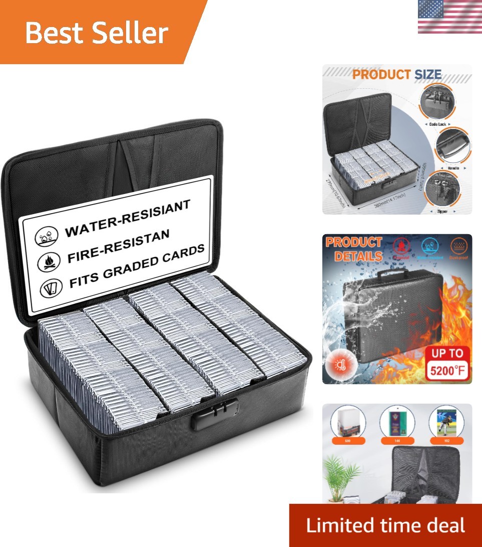 102+ 4 Row Graded Card Storage Box with Combination Lock, Waterproof and 5200…