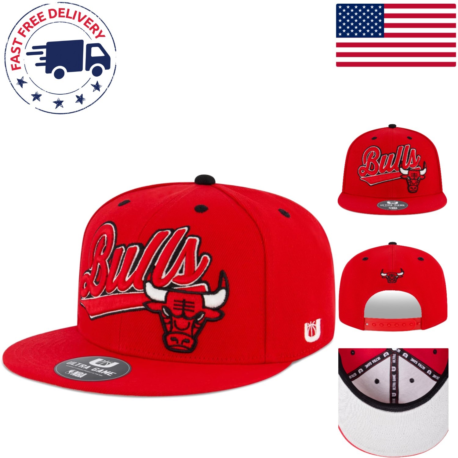 NBA Chicago Bulls Men’s Cap – 3D Embroidered, Snap Closure for All-Day Style