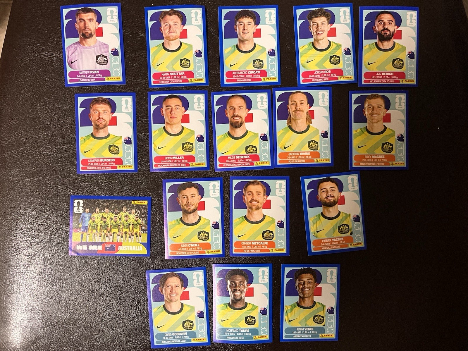 17 STICKERS Lot AUS Australia BLUE Parallel 2026 PANINI WORLD CUP