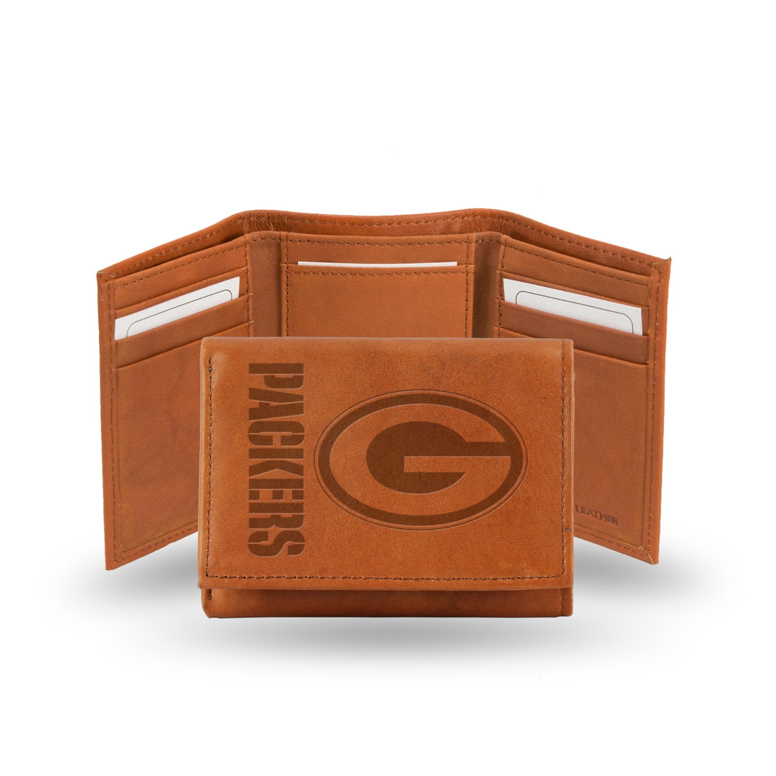 Green Bay Packers NFL Embossed Leather Trifold Wallet – Packers Brown Wallet