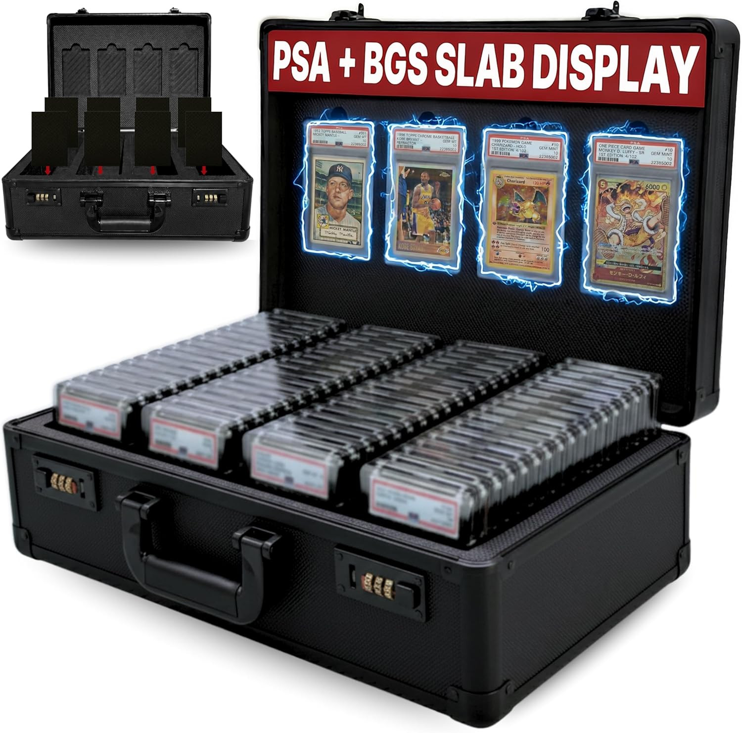Graded Card Case – Durable PSA Slab Case with Combination Lock – 4 Row Graded Ca
