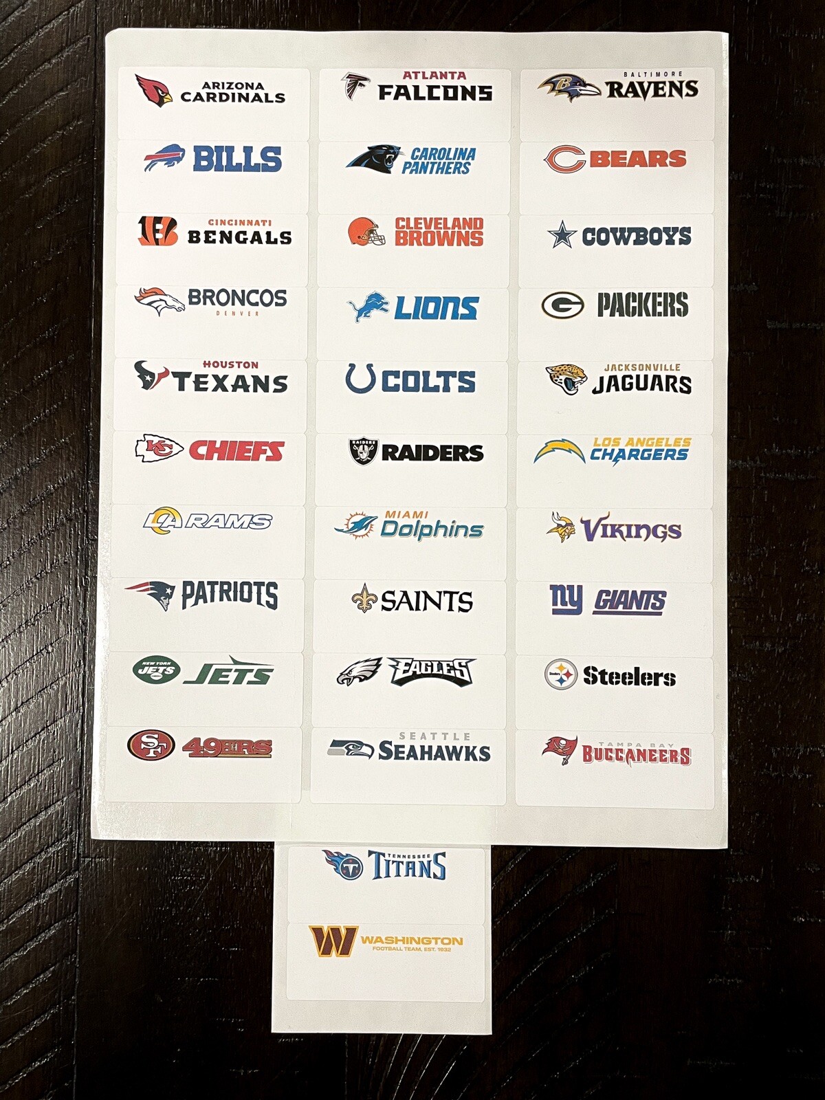 32 Custom NFL Logo & Team Labels For Tall BCW Card Dividers. LABELS ONLY!