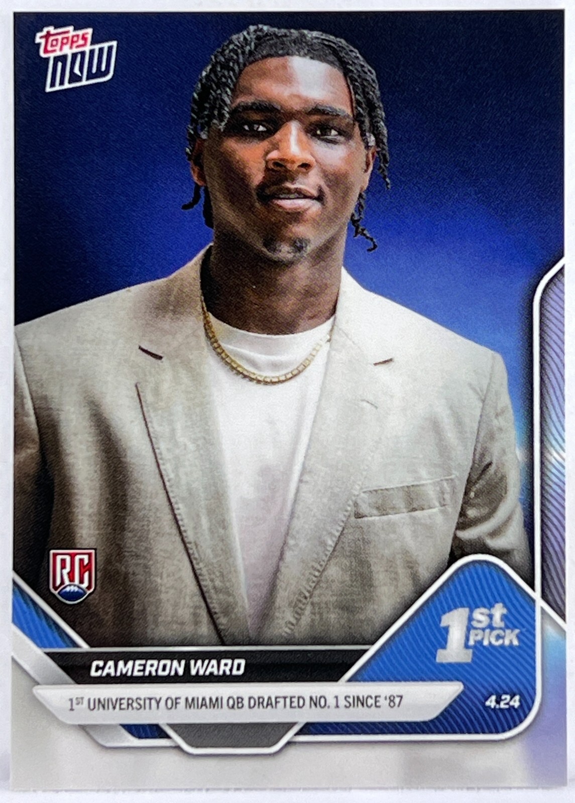Cameron Ward 2025 Topps Now 1st Pick Draft Base RC #D-1