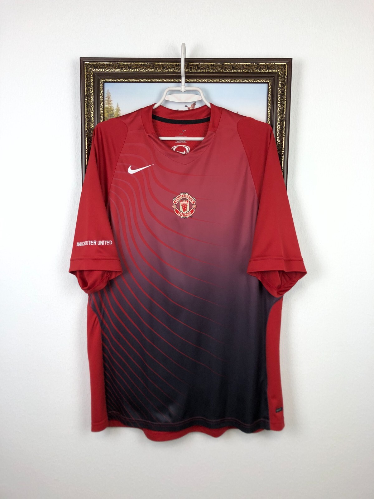 Vintage Nike Manchester United Football Shirt Train Soccer Jersey Red Mens Sz L