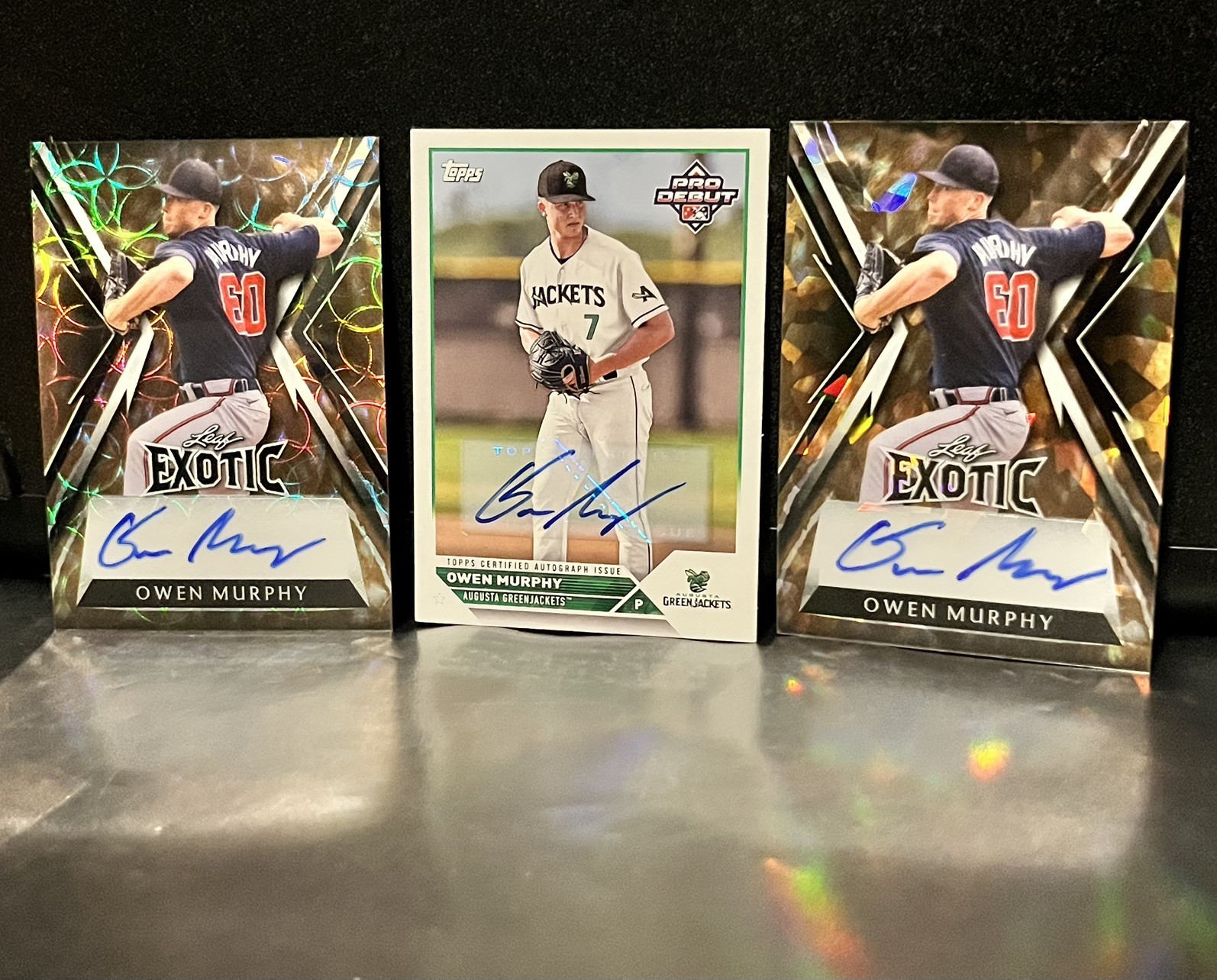 Lot of (3) Owen Murphy Rookie Auto – Topps Pro Debut + Leaf Exotic /3 + /5