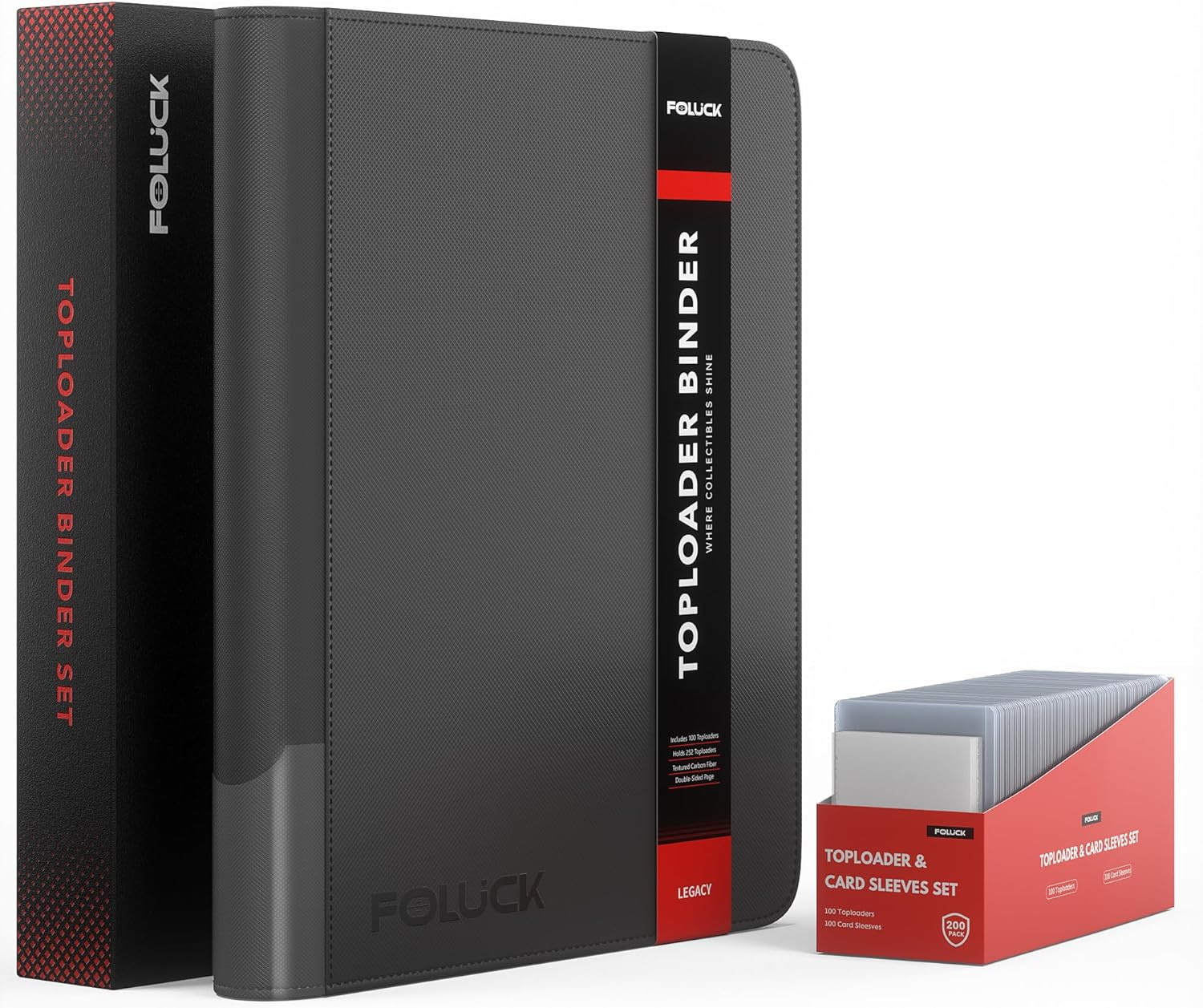 Premium 9 Pocket Trading Card Binder with 200 Top Loaders & Sleeves