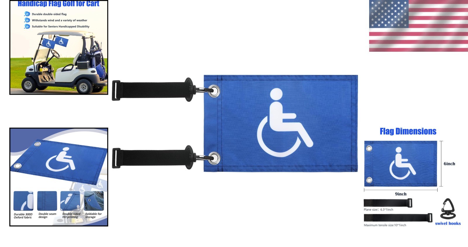 Triangular Golf Cart Flag with Weather Resistant Oxford Fabric for Golf Courses