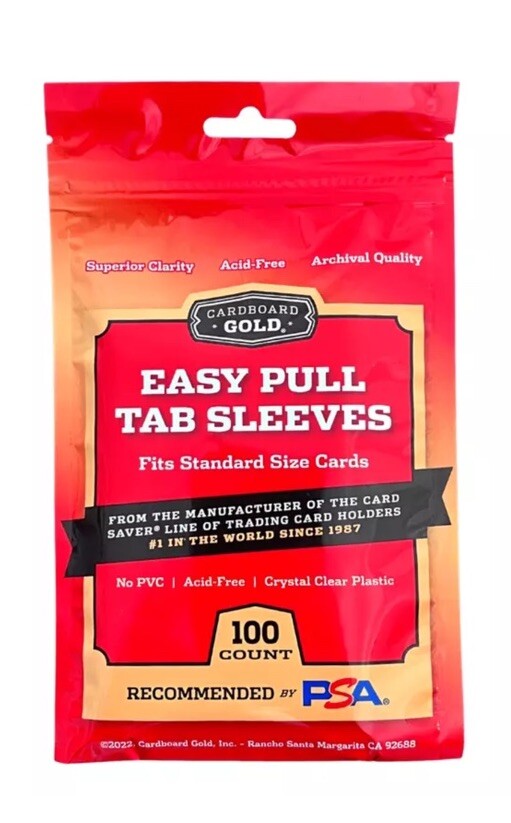 CARDBOARD GOLD EASY PULL TAB CARD PENNY SLEEVES STANDARD 100 COUNT PACK