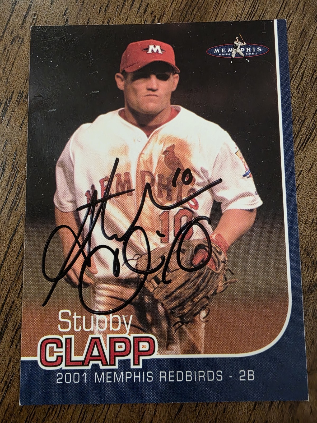 Stubby Clapp 2001 Post Memphis Redbirds Autographed On Card Signed In Person