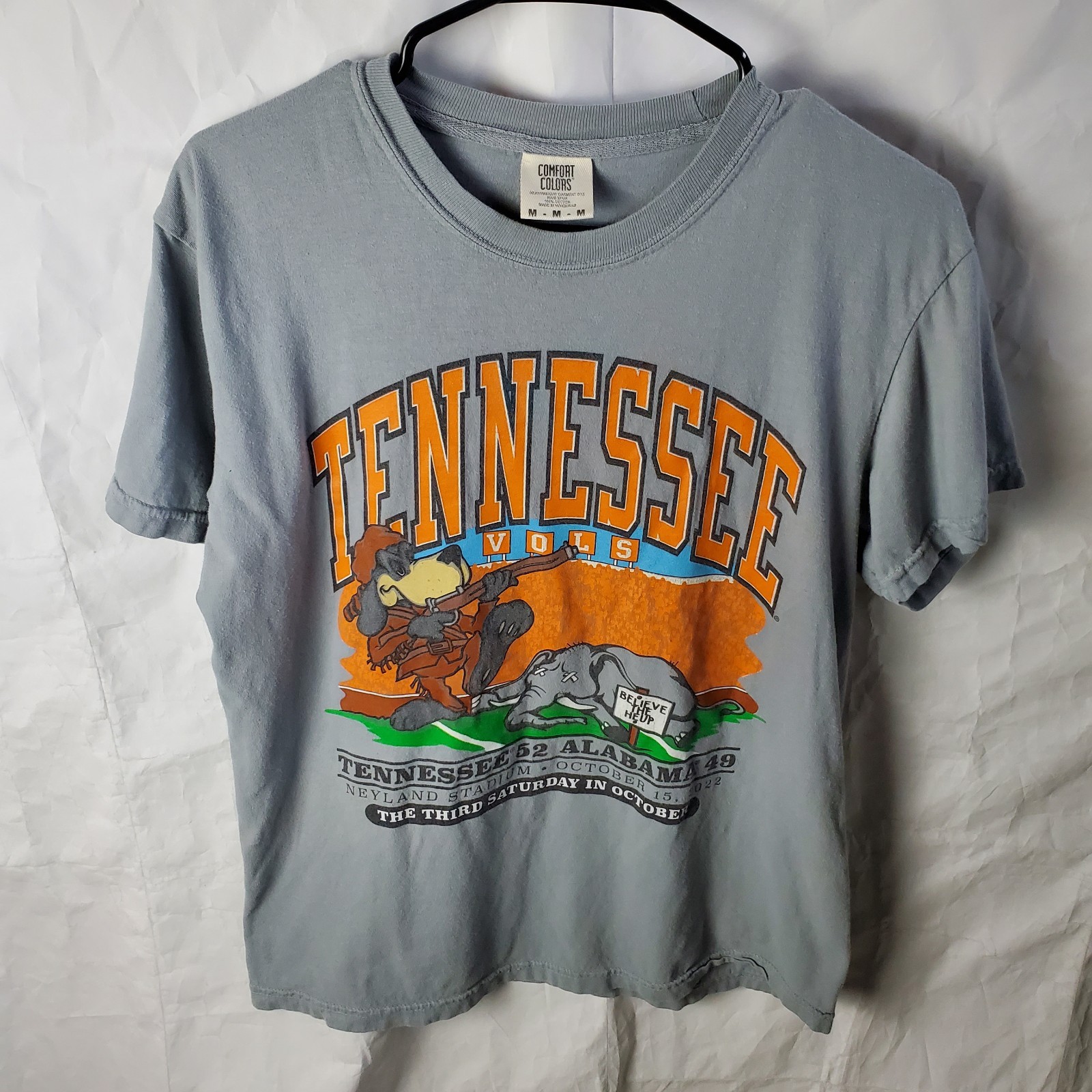 Comfort Colors Shirt Men’s M Gray Tennessee Volunteers 52 Alabama 49 T-Shirt Tee