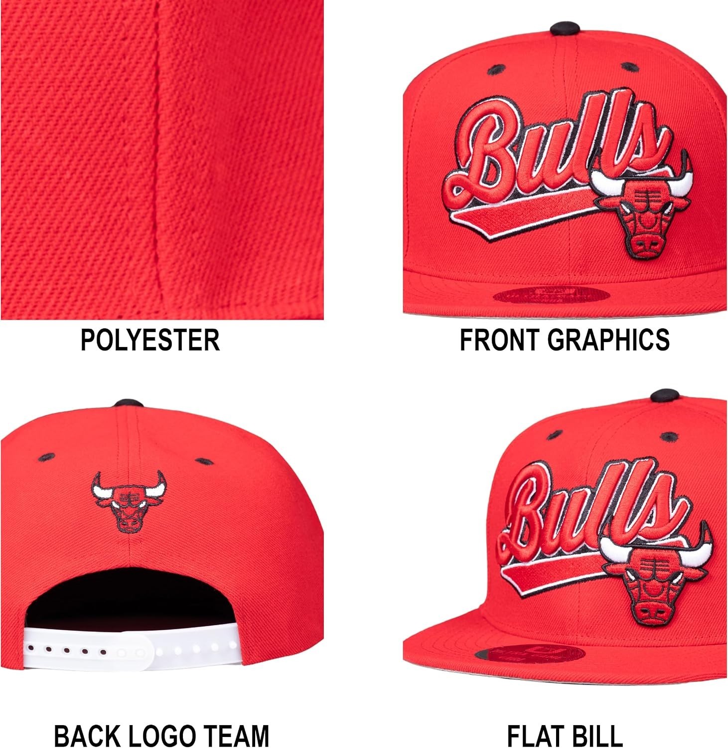 NBA Chicago Bulls Men’s Cap – 3D Embroidered, Snap Closure for All-Day Style