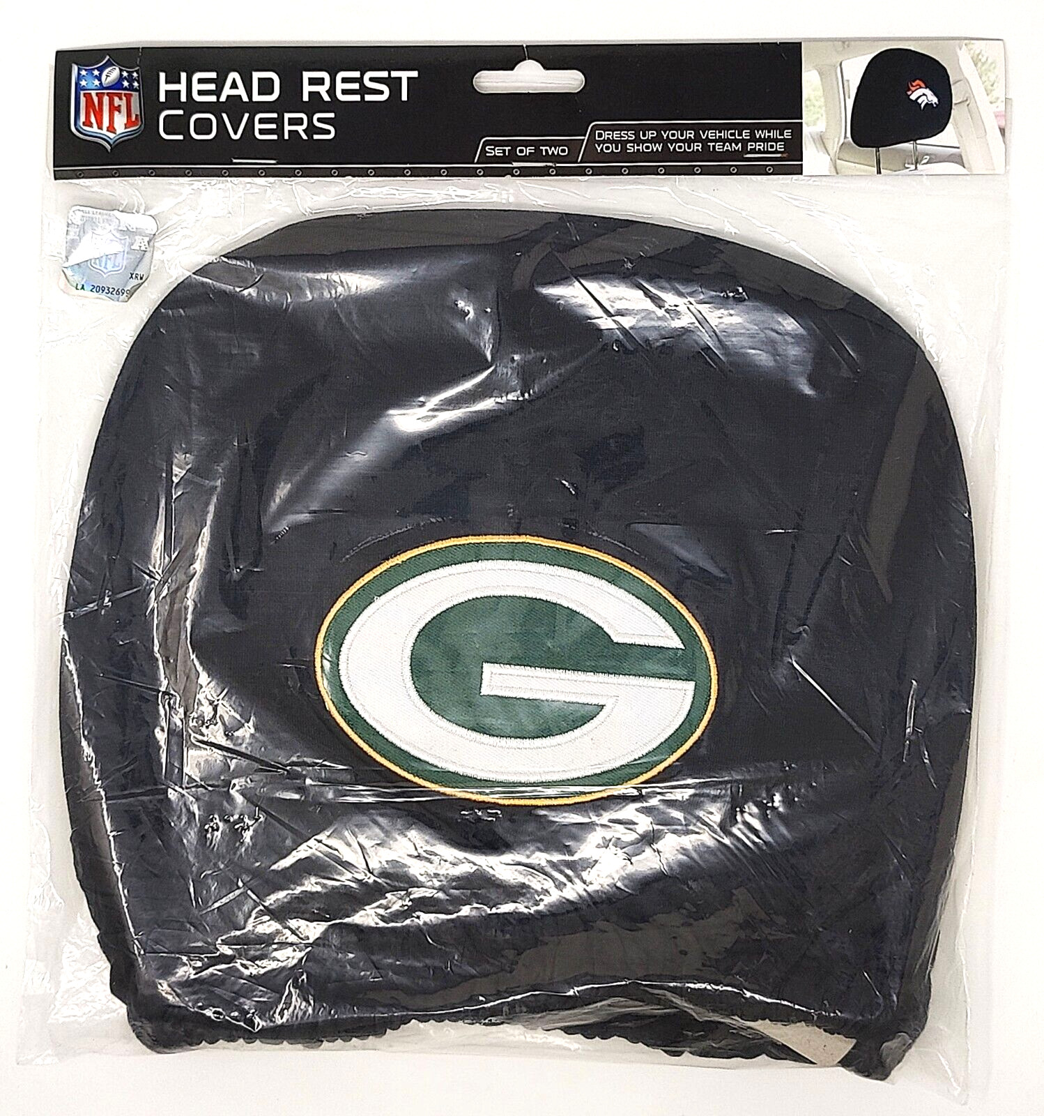Green Bay Packers Headrest Covers Embroidered Logo