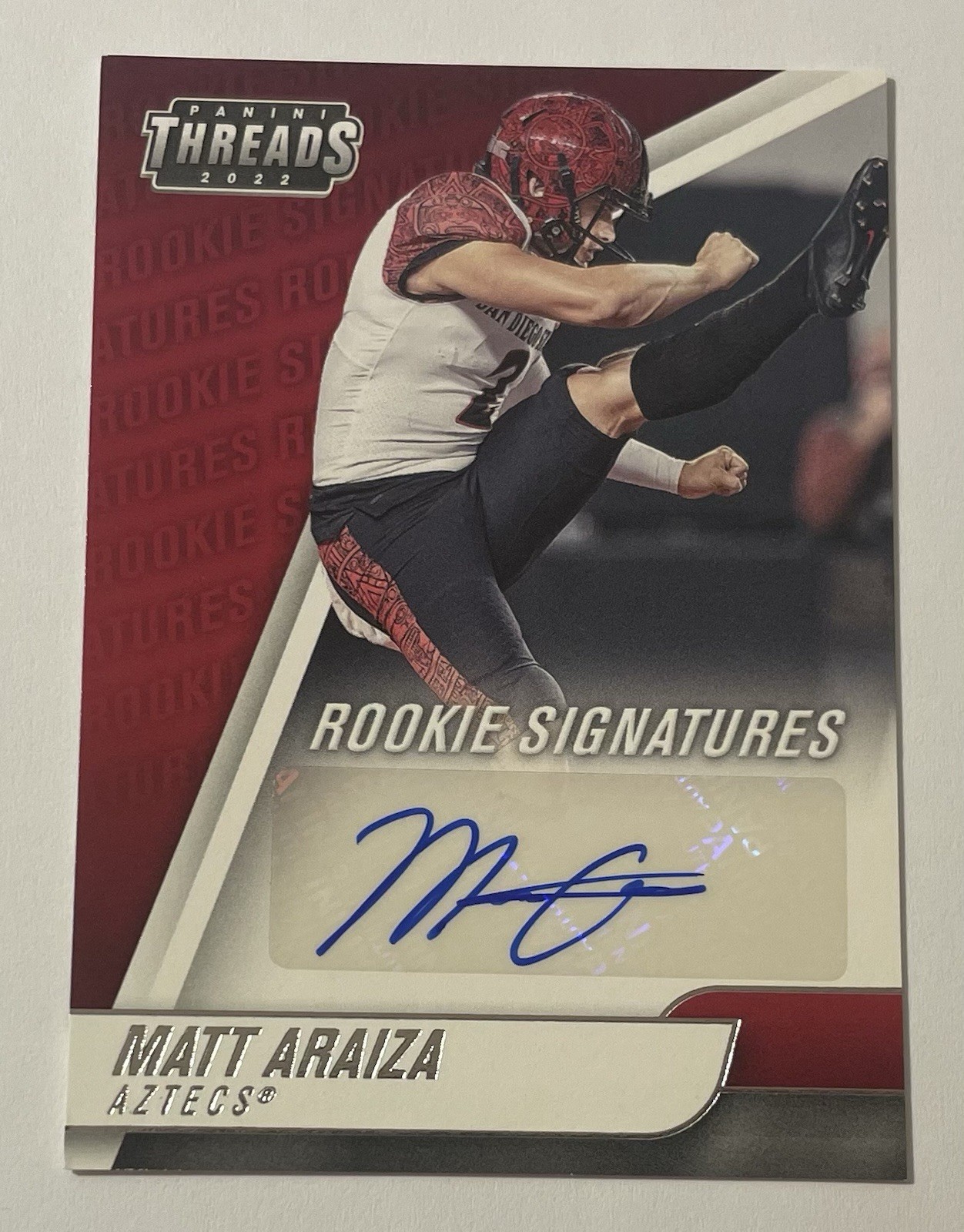 2022 Panini Chronicles DP Threads Rookie Autograph #TH-MAR Matt Araiza Rc Auto