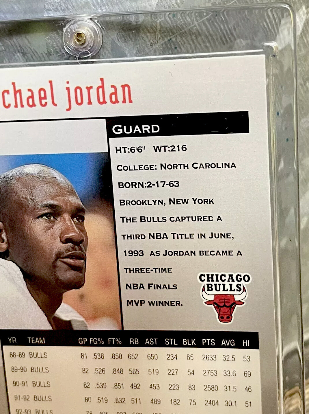 Michael Jordan Card Refractor RARE GOLD HOLO FOIL 90’s INSERT BULLS JERSEY #23