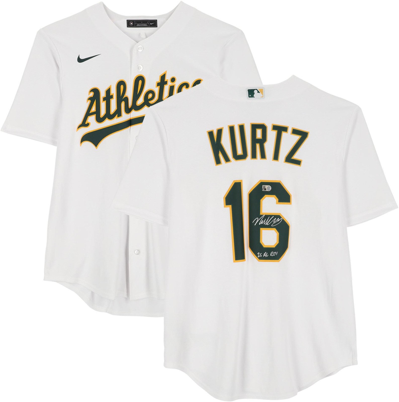 Nick Kurtz Athletics Signed Signed White Nike Replica Jersey w/25 AL ROY Insc