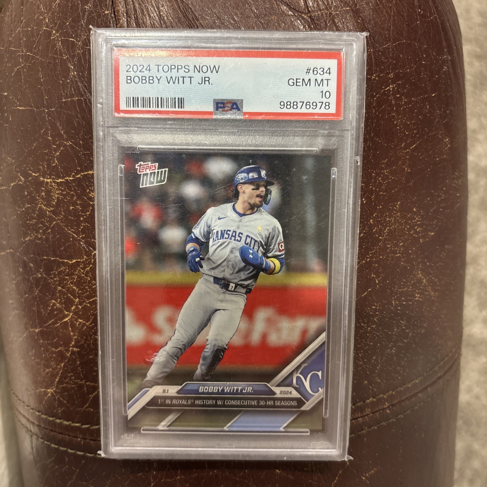 2024 Topps Now #634 Bobby Witt Jr. – Consecutive 30-HR Seasons PSA 10