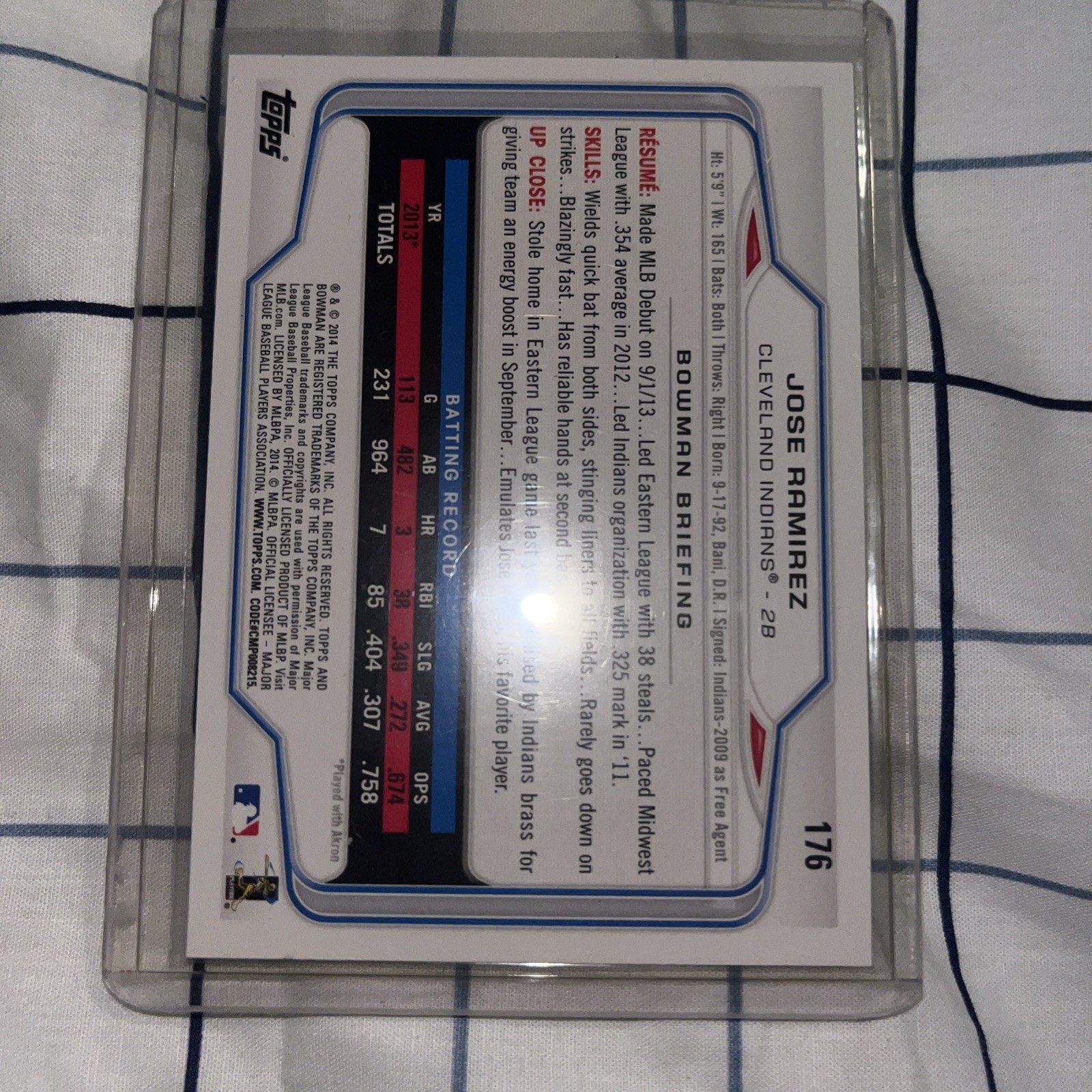 2014 Bowman – Jose Ramirez #176 (RC)