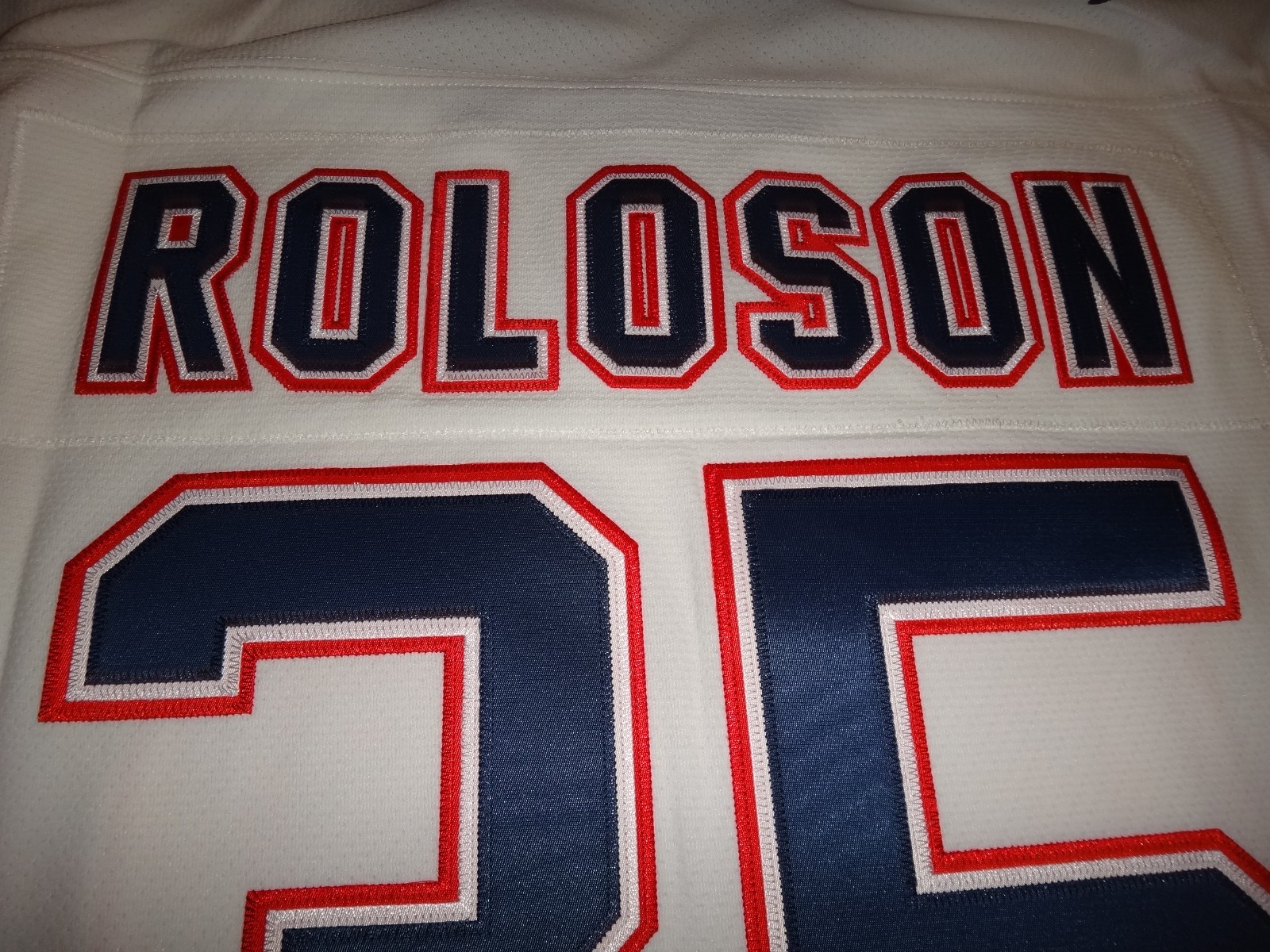 Men’s Dwayne Roloson 2005-06 Mitchell & Ness Oilers Blue Line Player Jersey $225