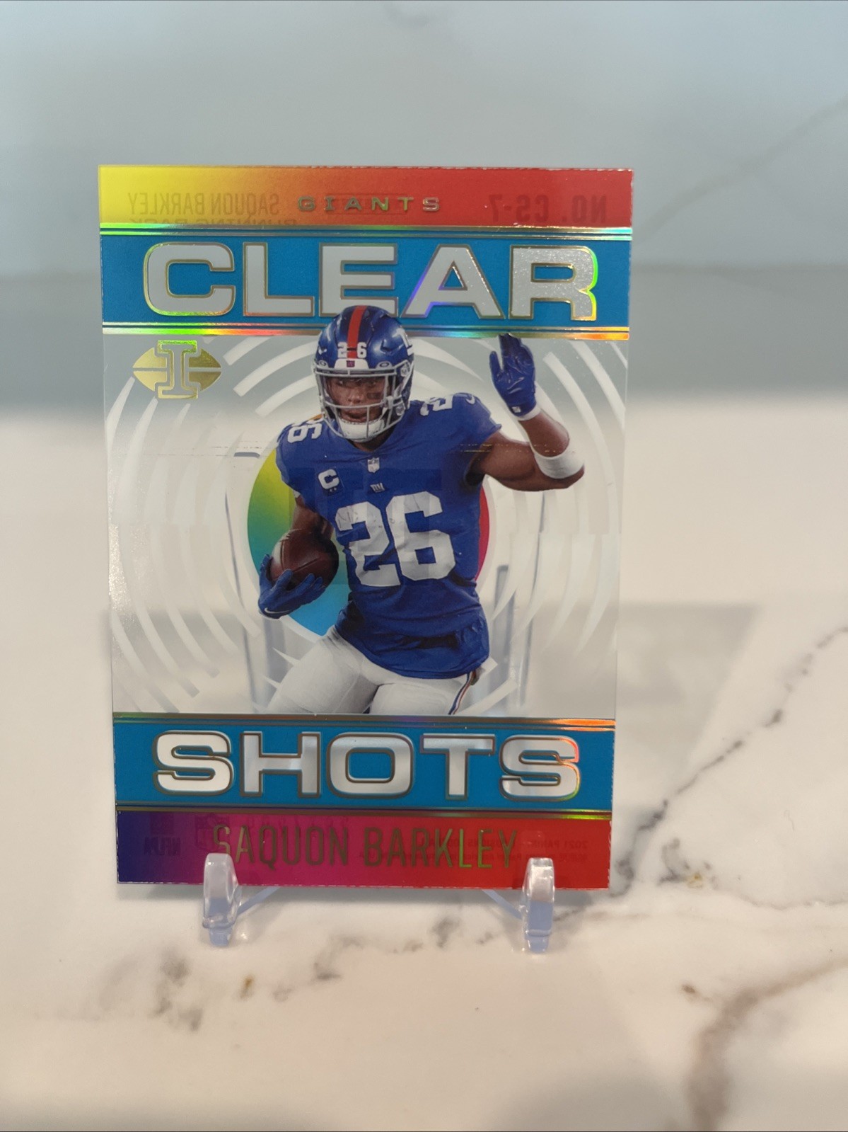 2021 Panini Illusions – Clear Shots Saquon Barkley #CS-7 Light Blue /299