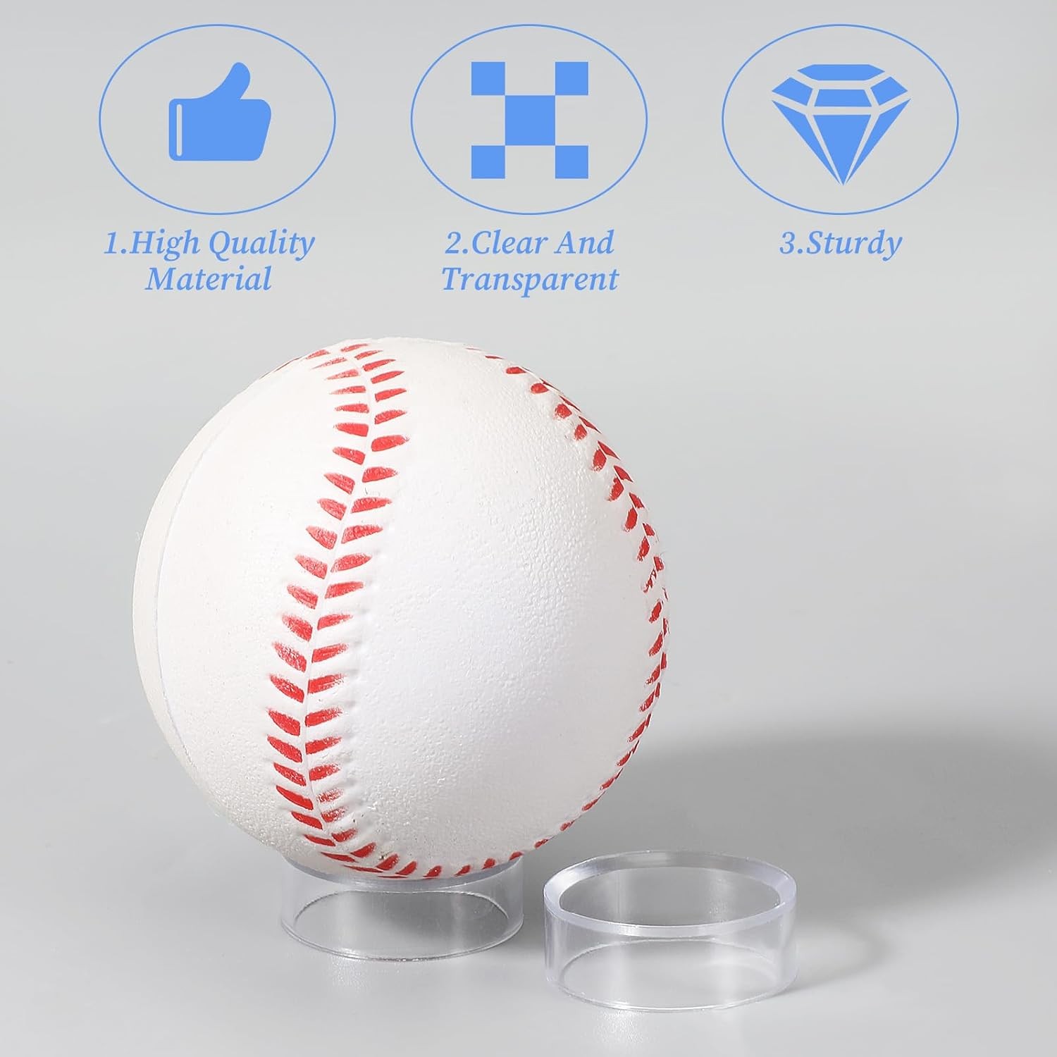 15PCS Clear Baseball Display Stand Holder for Golf Ball Softball Tennis Ball