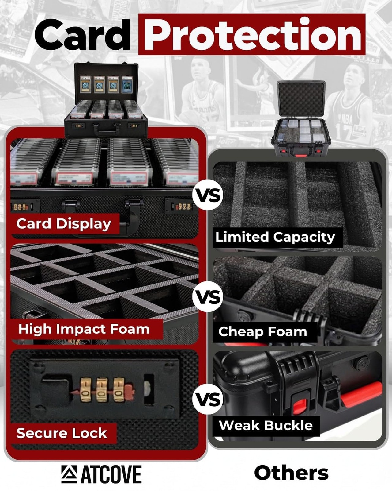 Graded Card Case – Durable PSA Slab Case with Combination Lock – 4 Row Graded…