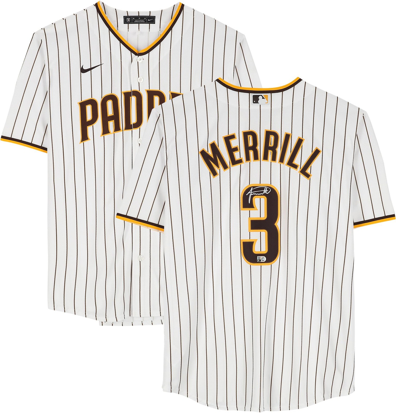 Jackson Merrill San Diego Padres Autographed White Nike Replica Jersey