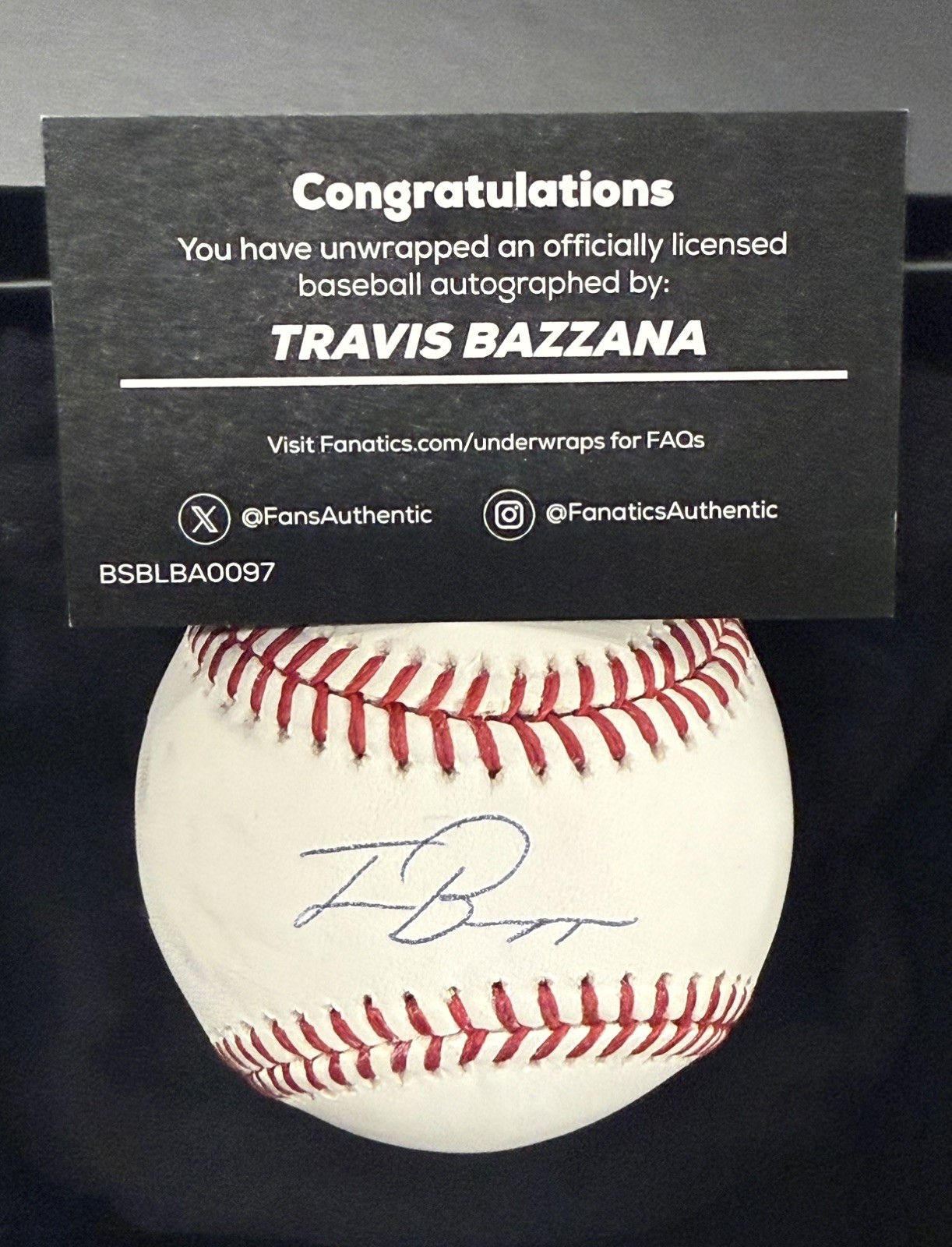 Cleveland Guardians TRAVIS BAZZANA Autograph Signed MLB Baseball Fanatics COA