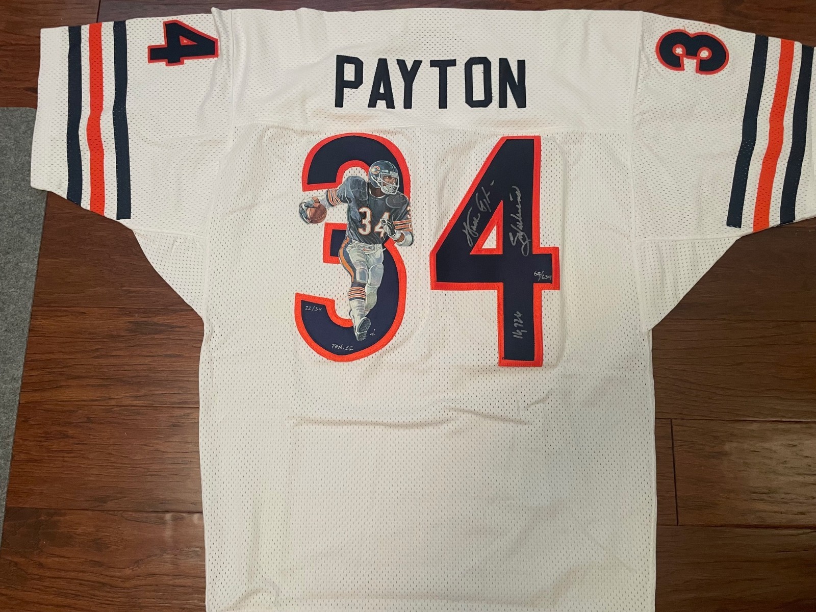 WALTER PAYTON SIGNED AUTOGRAPH PAINTED BEARS JERSEY STEINER COA LTD 634 & 34
