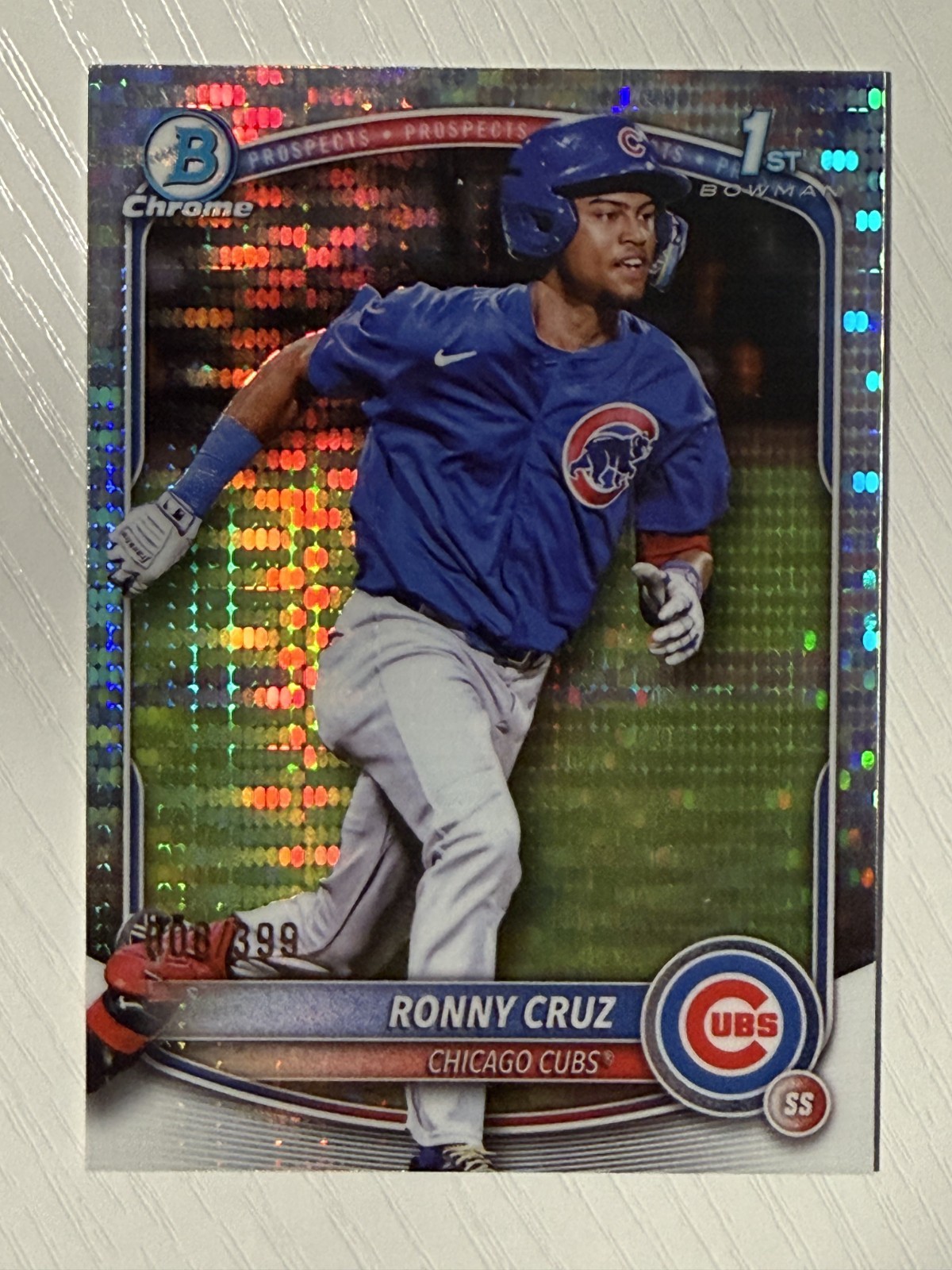 Ronny Cruz 2025 Bowman Chrome Prospects Pulsar Refractor 008/399 Nationals