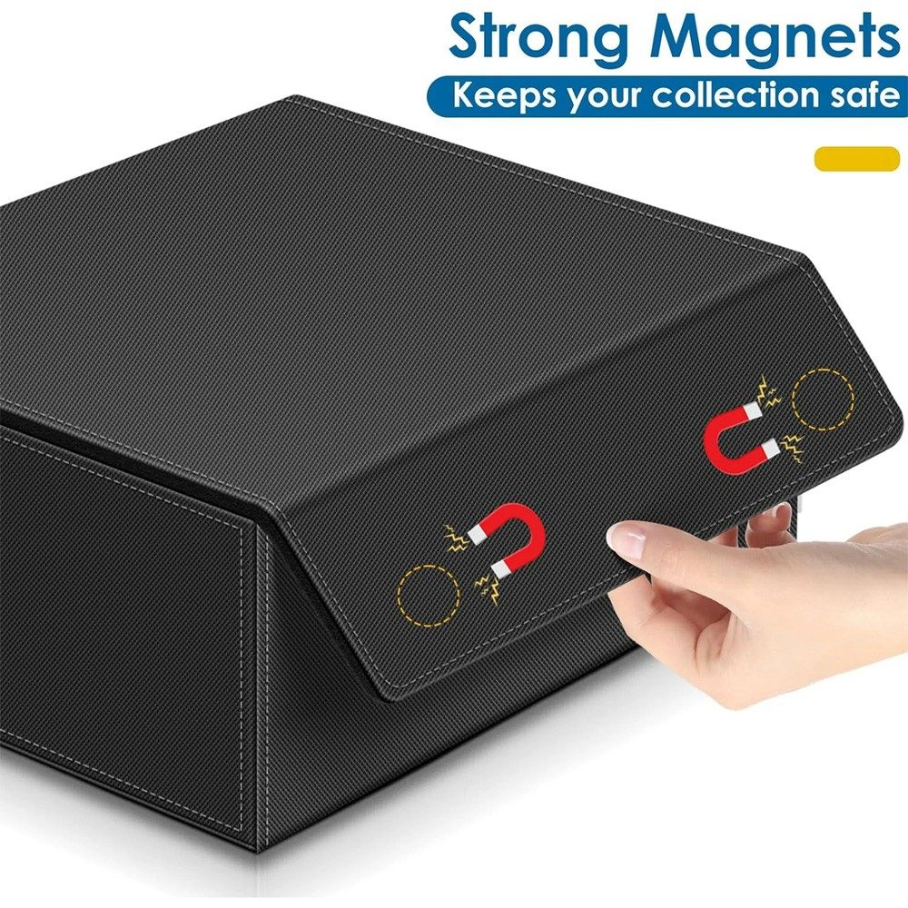 Trading Card Storage Box, Hold 1800 Cards 8 Dividers 3 Stoppers Magnetic Closure
