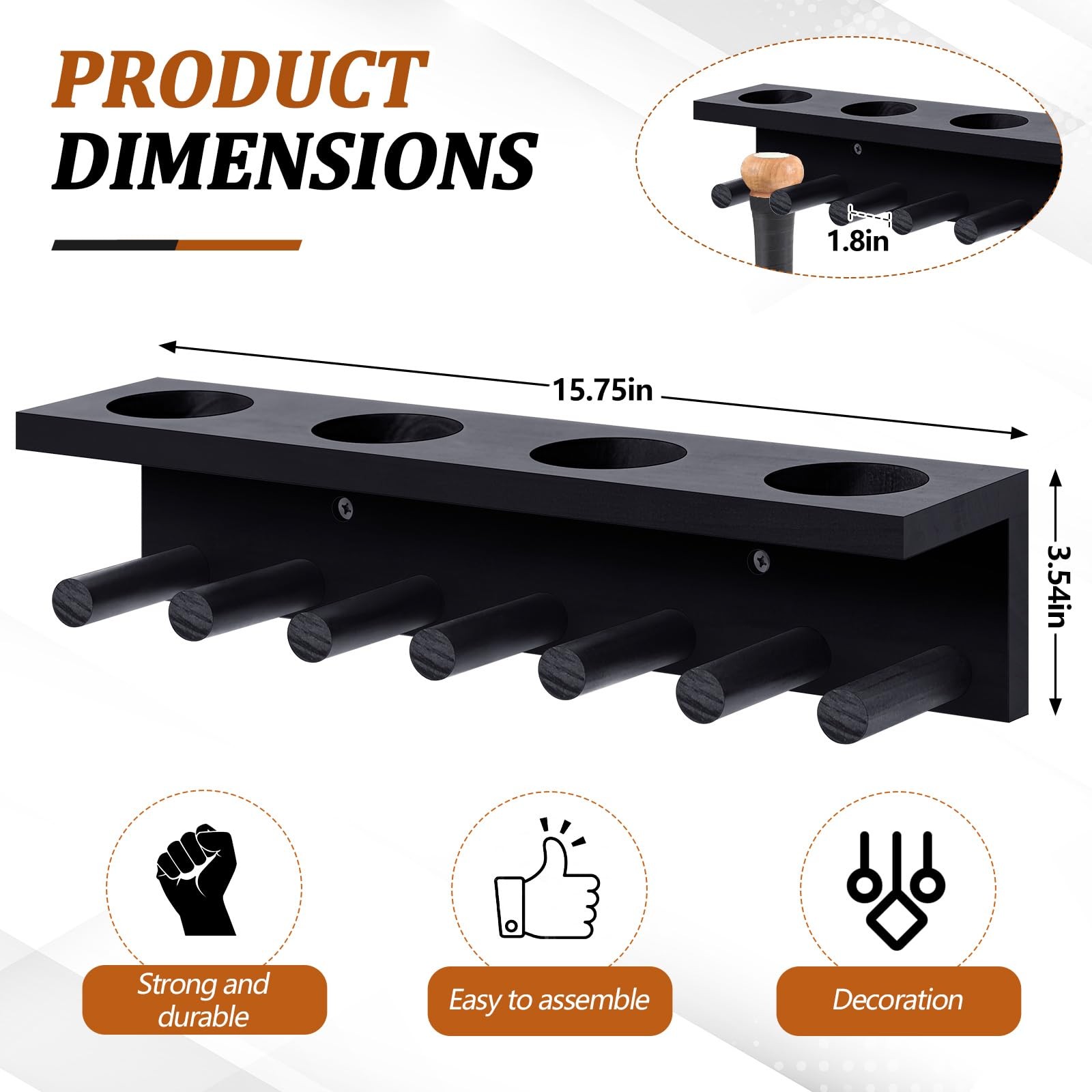 Baseball Bat and Ball Holder Wall Mounted Display Rack Can hold 4 sets of bas…