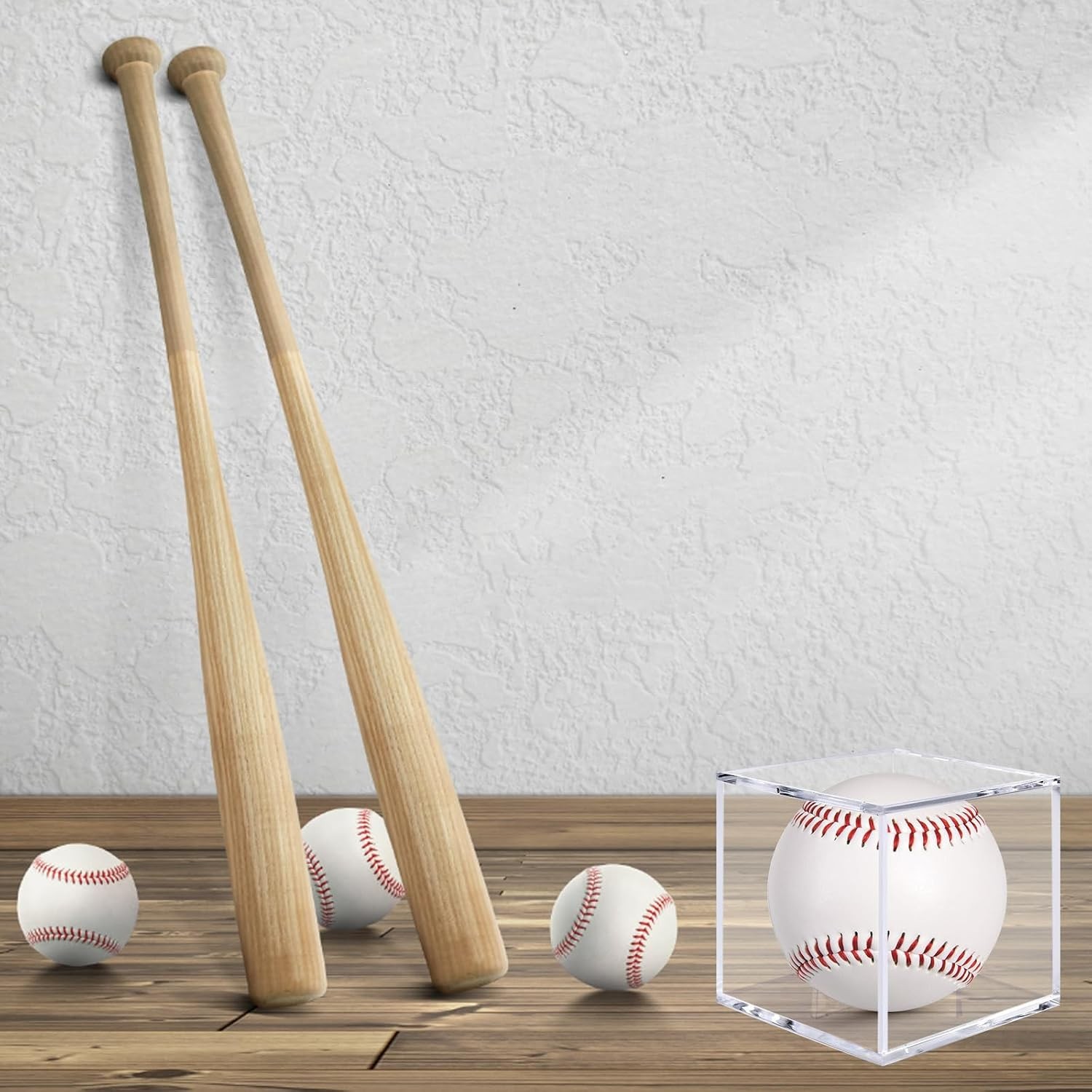 2 PACK Baseball Display Case UV Protected Acrylic Holder Cube for Official Balls