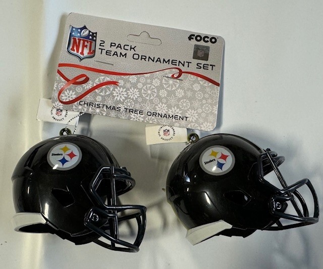 Pittsburgh Steelers Helmet – 2 pack Plastic Christmas Tree Holiday Ornament Logo