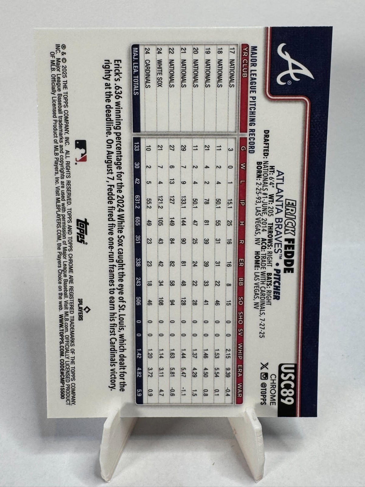 2025 Topps Chrome Update Series – Erick Fedde #USC89 X-Fractor