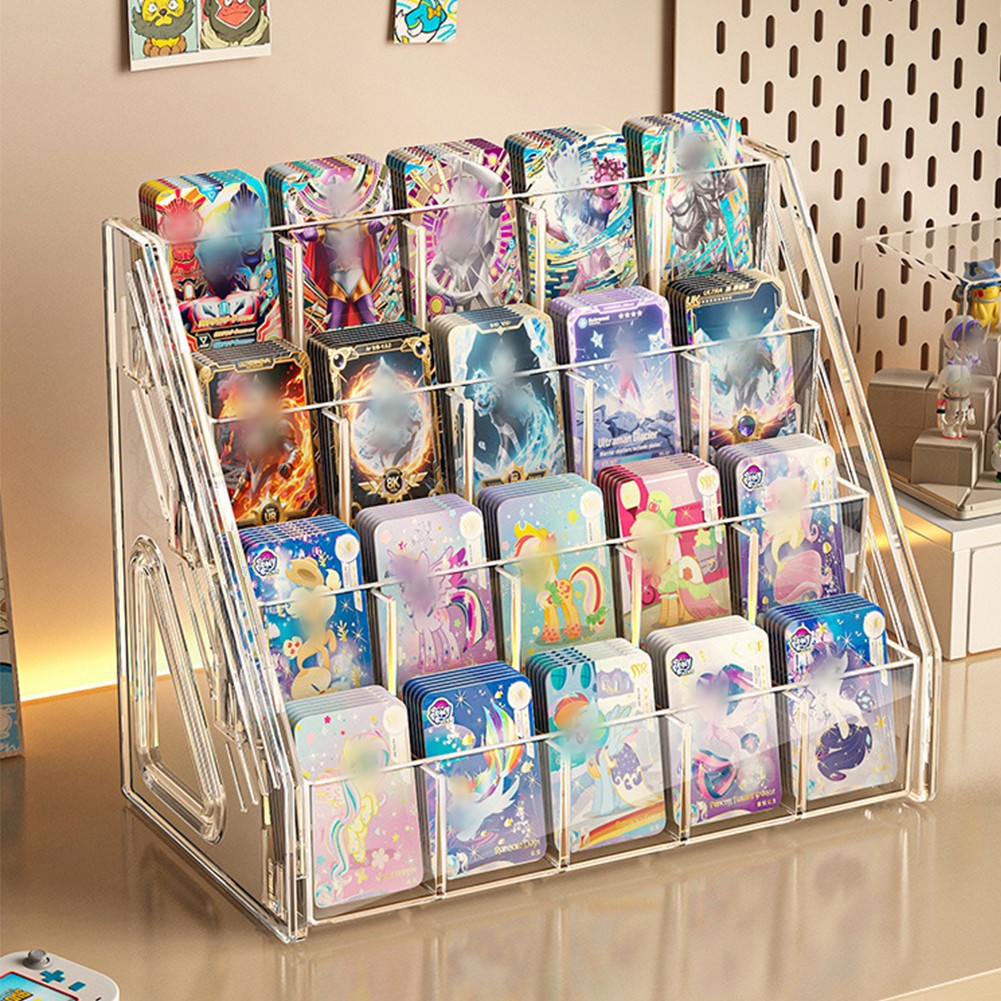 3/4/5 Stepped Tiers Acrylic Display Stand For Trading Cards without Sleeves